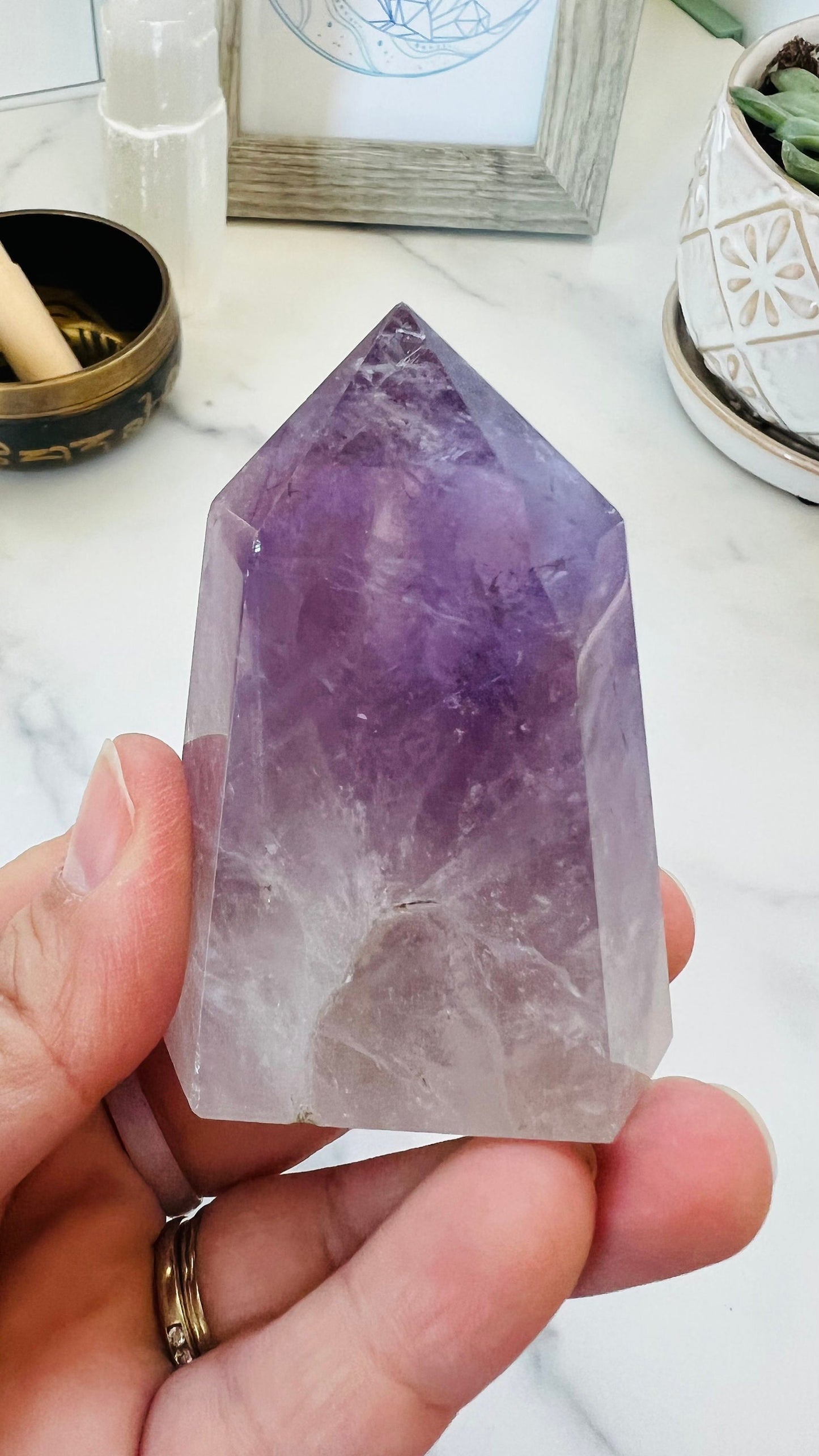 Amethyst Polished Point || Natural Amethyst || Brazilian Amethyst || 3" tall and approx 6.0 oz ||
