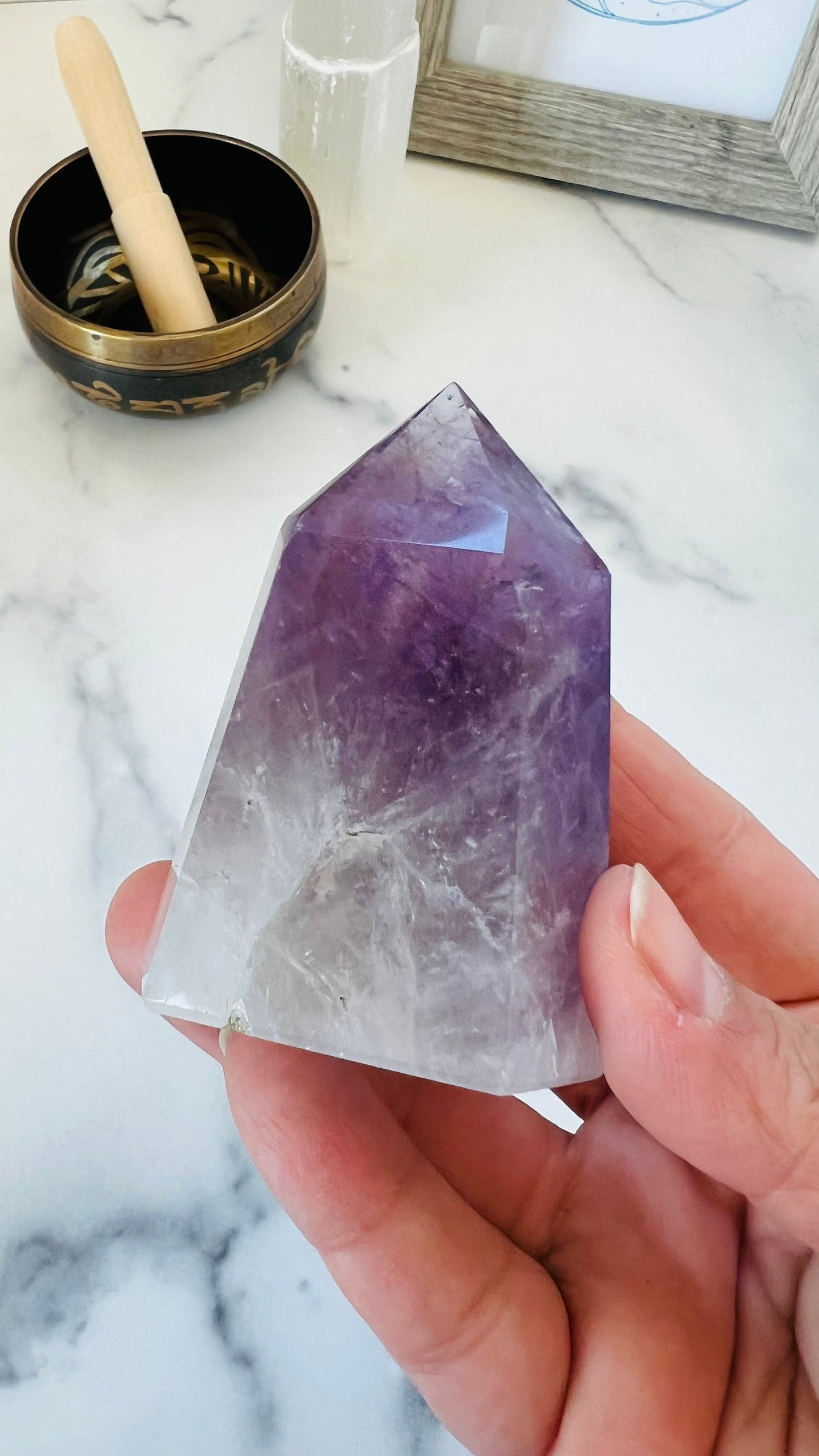 Amethyst Polished Point || Natural Amethyst || Brazilian Amethyst || 3" tall and approx 6.0 oz ||