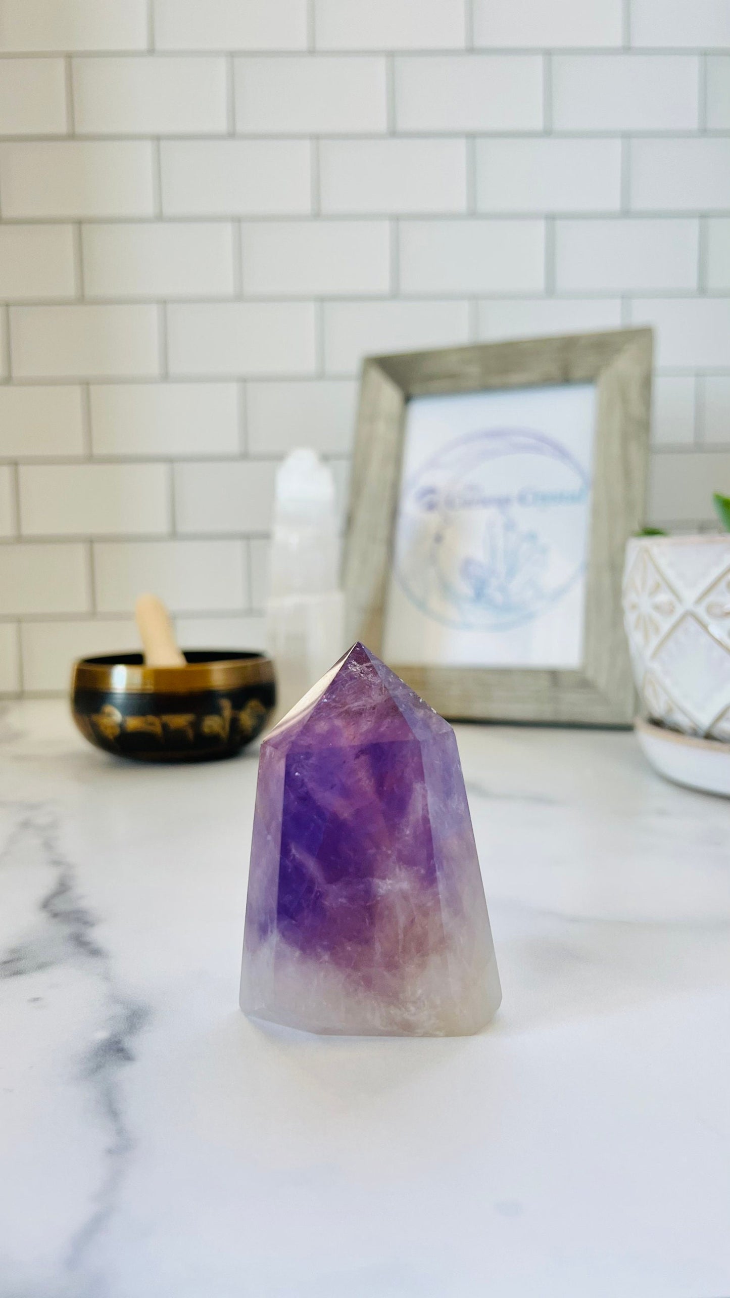 Amethyst Polished Point || Natural Amethyst || Brazilian Amethyst || 3" tall and approx 6.0 oz ||