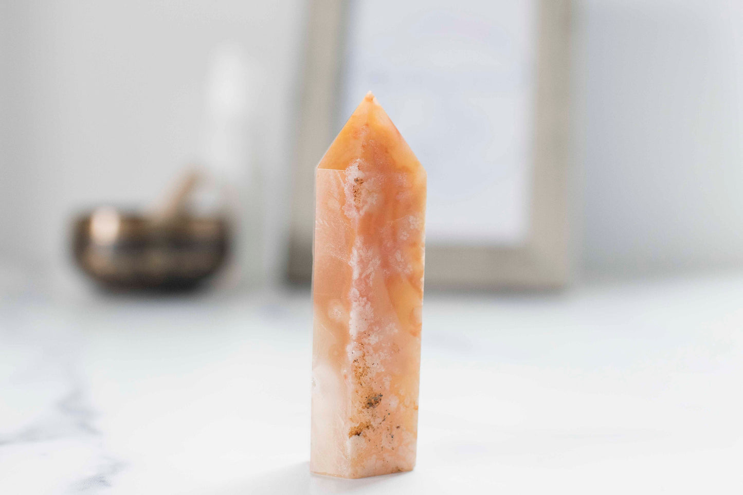 Flower Agate ||| Soft Pink Agate Chalcedony || Cottage Core || Tower || 3 7/8 x 1 1/4 weighs 4.3 oz || Fairycore ||