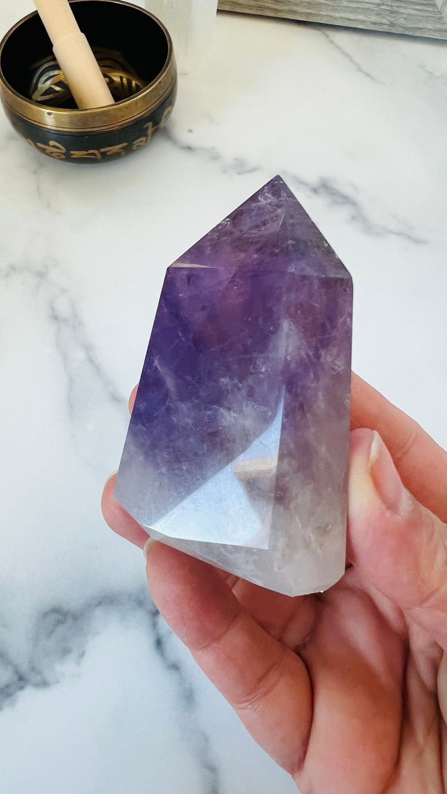 Amethyst Polished Point || Natural Amethyst || Brazilian Amethyst || 3" tall and approx 6.0 oz ||