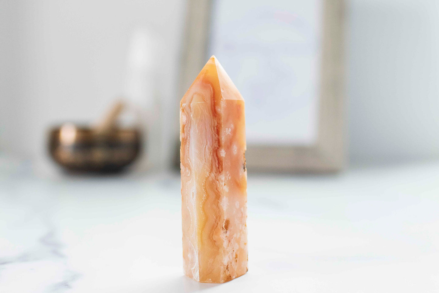 Flower Agate ||| Soft Pink Agate Chalcedony || Cottage Core || Tower || 3 7/8 x 1 1/4 weighs 4.3 oz || Fairycore ||