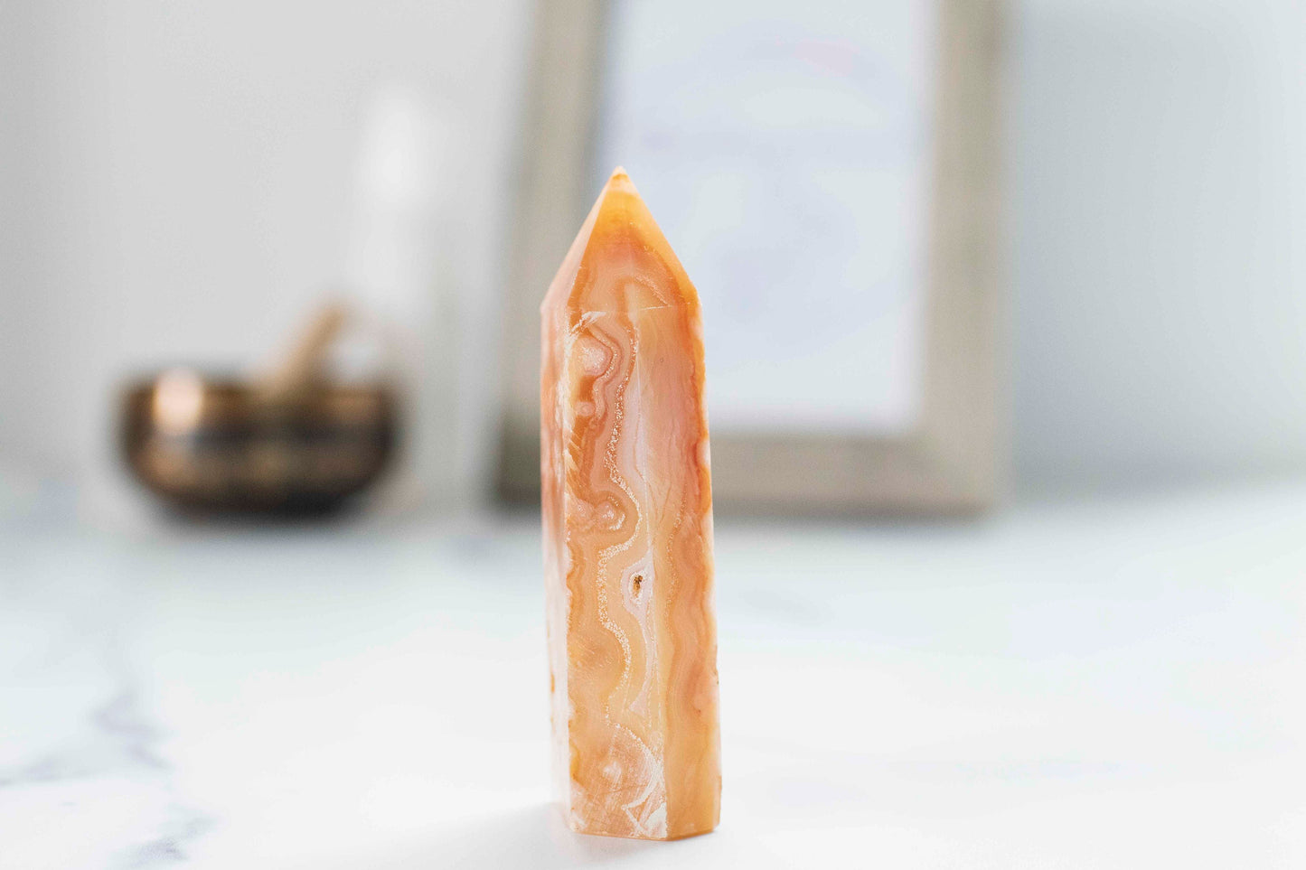 Flower Agate ||| Soft Pink Agate Chalcedony || Cottage Core || Tower || 3 7/8 x 1 1/4 weighs 4.3 oz || Fairycore ||