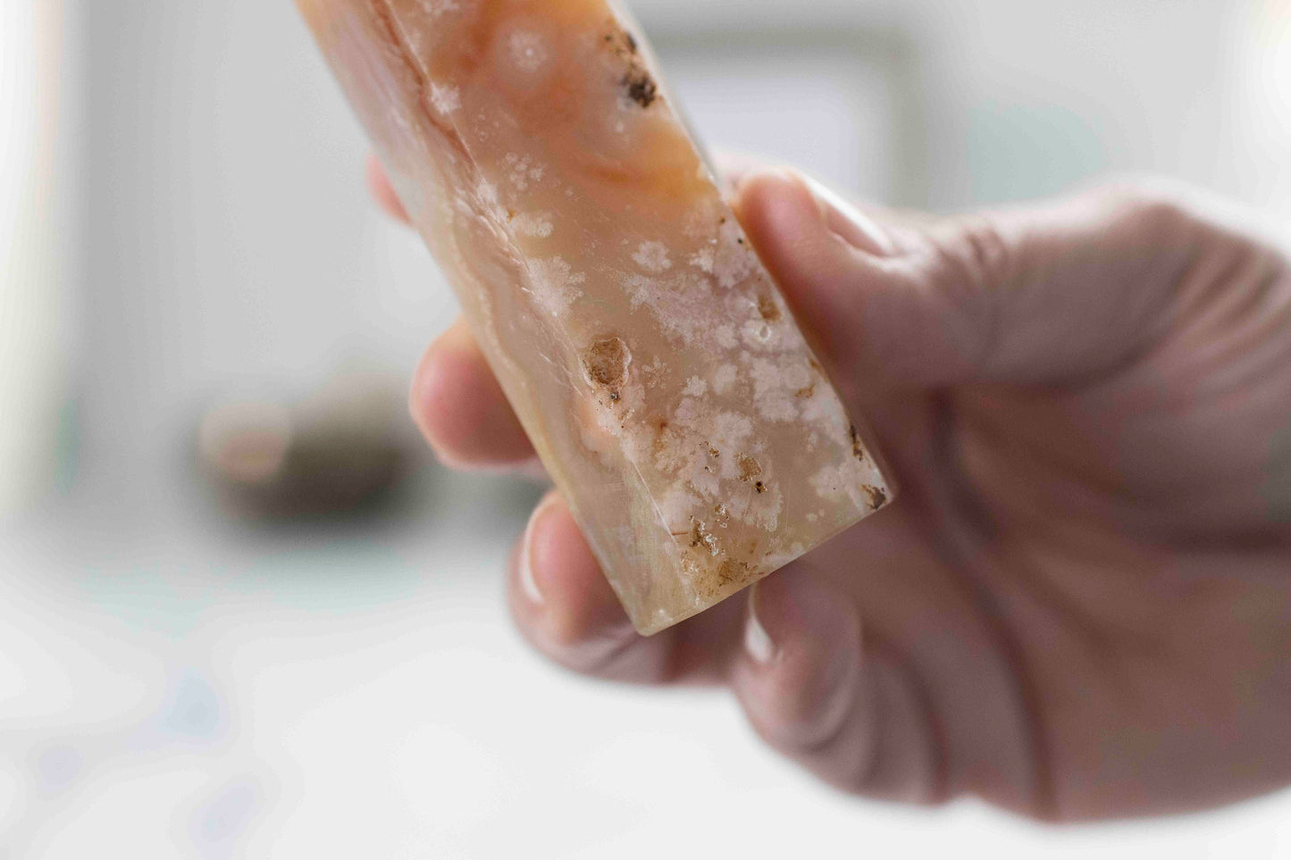 Flower Agate ||| Soft Pink Agate Chalcedony || Cottage Core || Tower || 3 7/8 x 1 1/4 weighs 4.3 oz || Fairycore ||