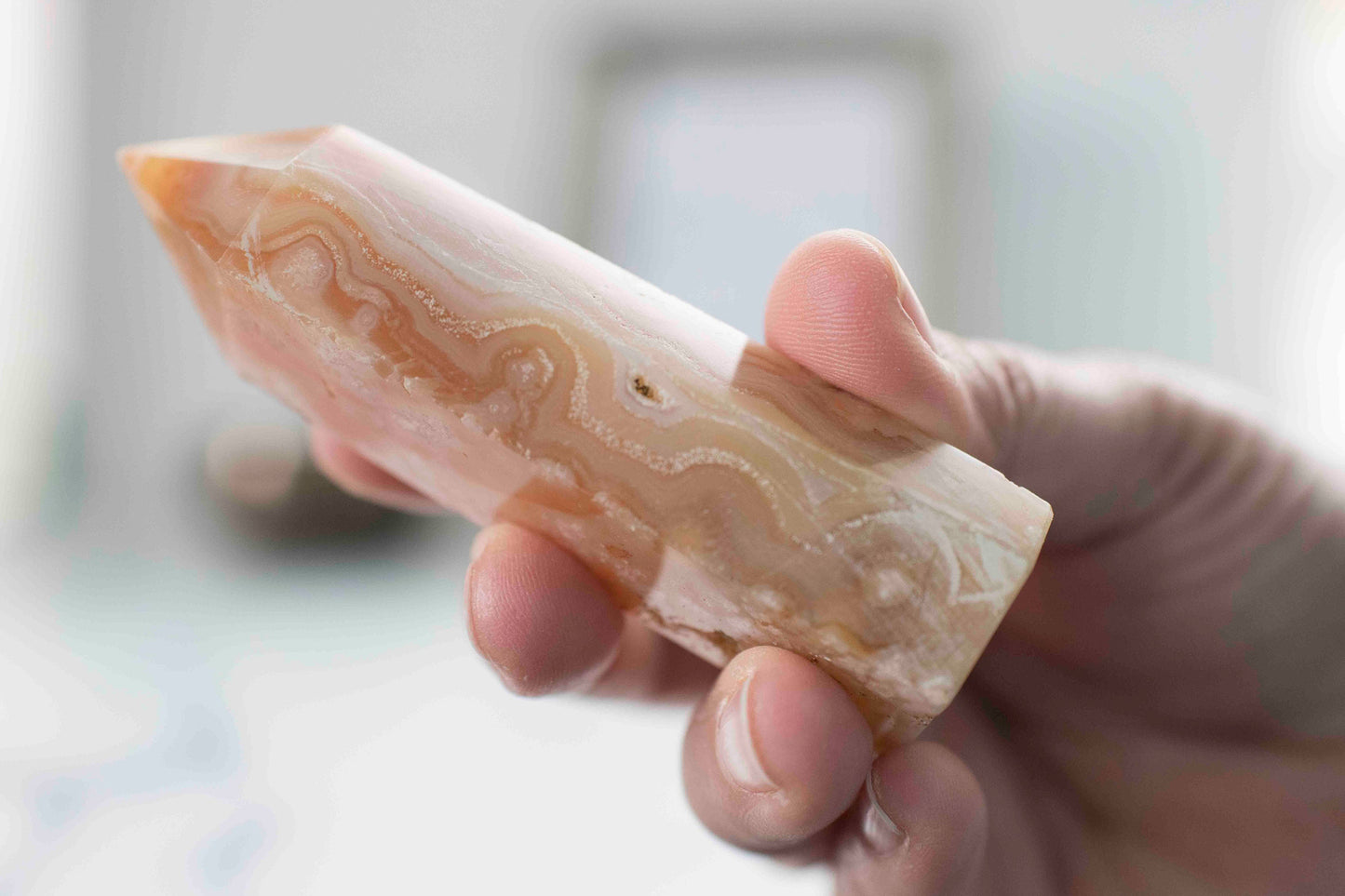 Flower Agate ||| Soft Pink Agate Chalcedony || Cottage Core || Tower || 3 7/8 x 1 1/4 weighs 4.3 oz || Fairycore ||