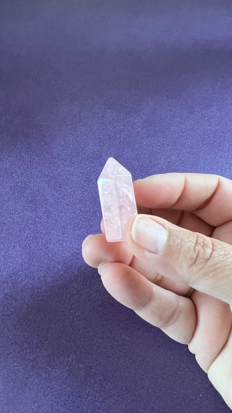 One (1) Rose Quartz mini point, 1.3 - 1.5 inch tall, Delicate Pink Rose Quartz Mini Tower, Small, under ten dollars & perfect for beginners