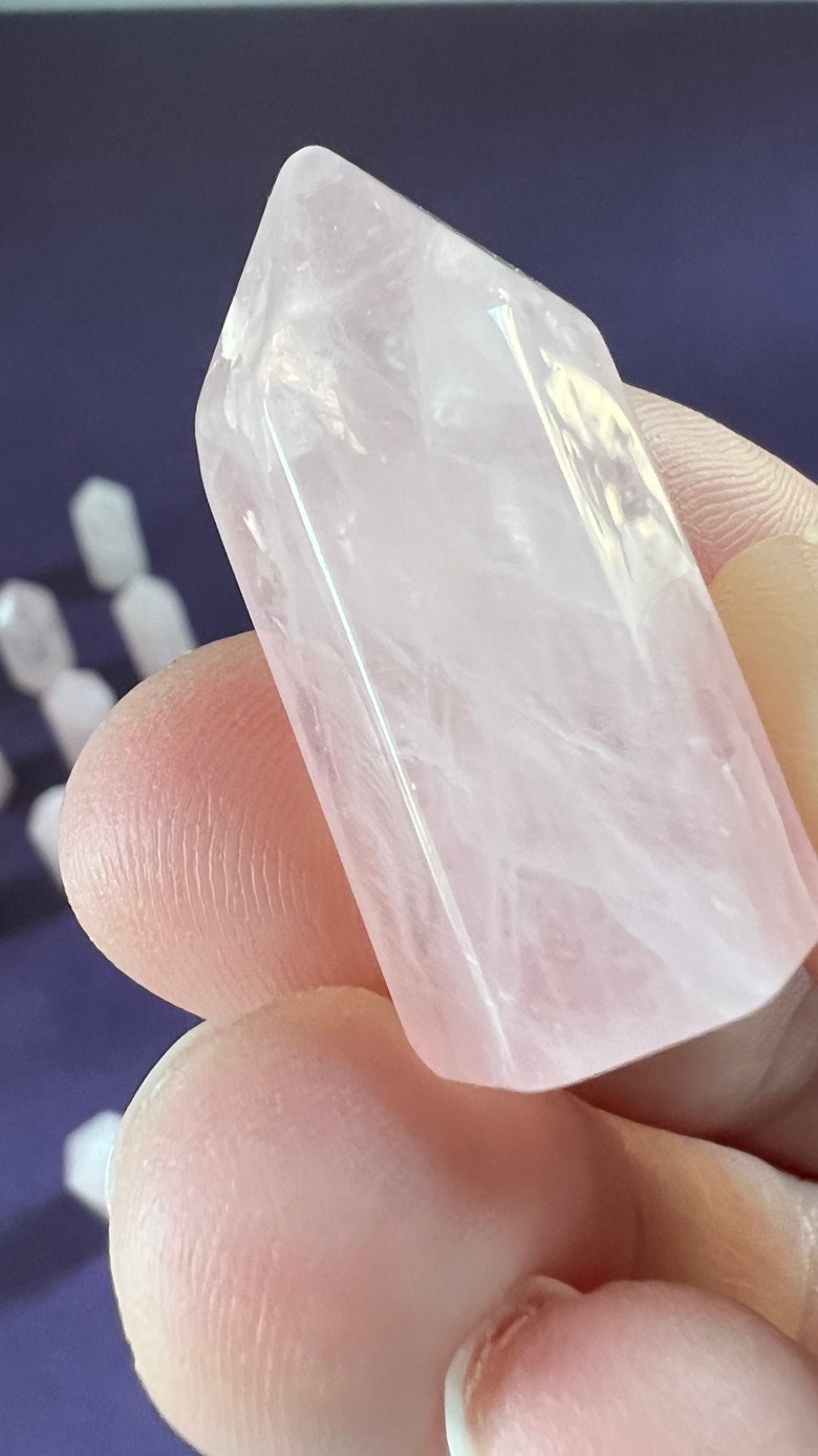 One (1) Rose Quartz mini point, 1.3 - 1.5 inch tall, Delicate Pink Rose Quartz Mini Tower, Small, under ten dollars & perfect for beginners