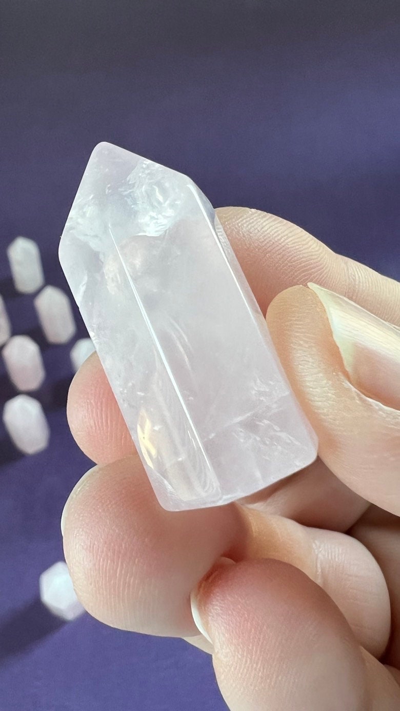 One (1) Rose Quartz mini point, 1.3 - 1.5 inch tall, Delicate Pink Rose Quartz Mini Tower, Small, under ten dollars & perfect for beginners