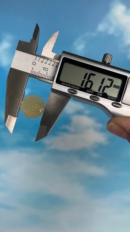 1 (one) Charming yellow fluorite Sun, 1/2 inch crystal, hand carved crystal, Teeny tiny crystal carving, no, seriously, it's small.