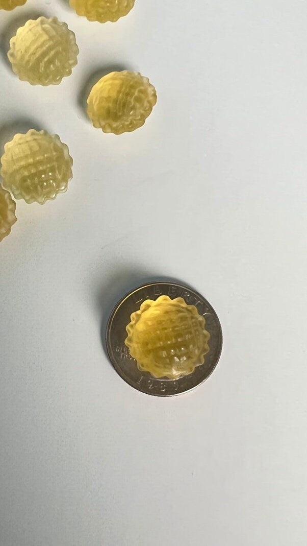 1 (one) Charming yellow fluorite Sun, 1/2 inch crystal, hand carved crystal, Teeny tiny crystal carving, no, seriously, it's small.