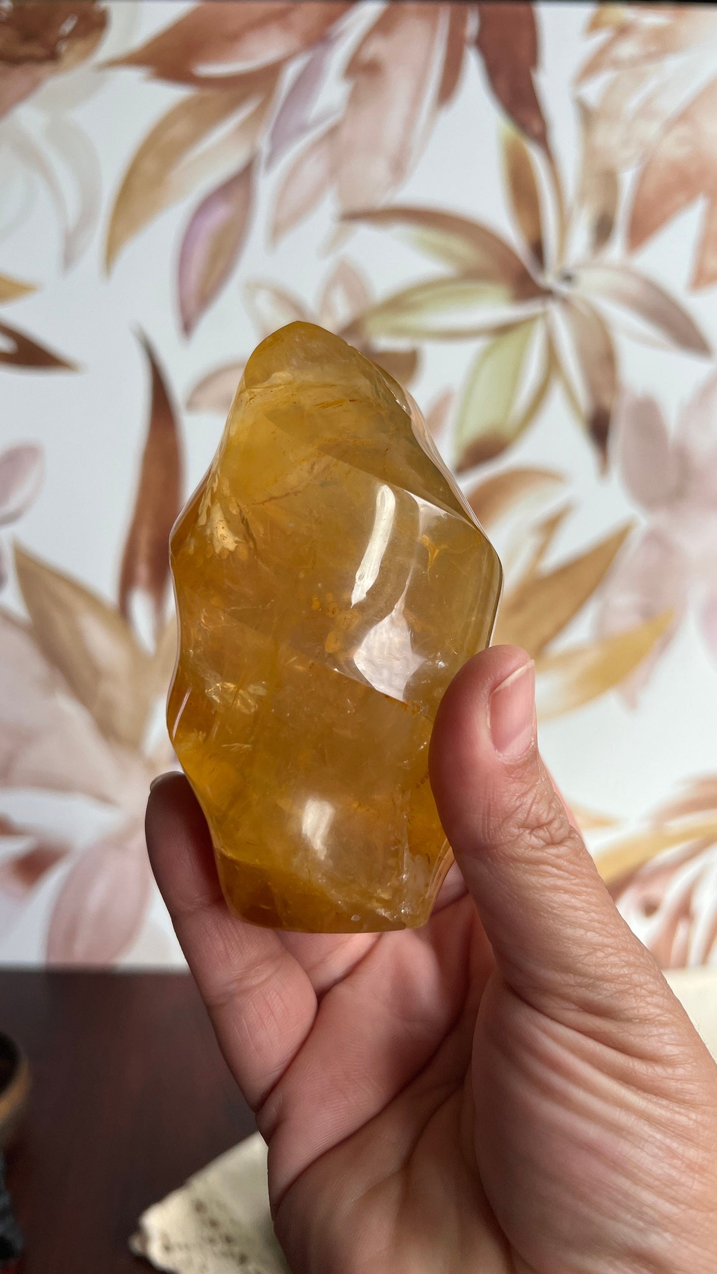 Gorgeous Golden Healer Flame, 4 inches tall weighs 1.2 pounds, with rainbows. (GHF-1)