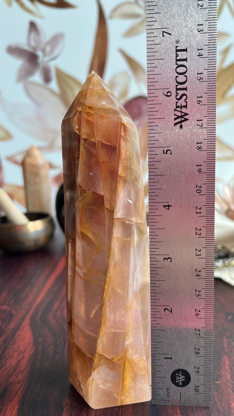 Gorgeous Golden Healer Tower 6 1/2 inches tall weighs 1.2 pounds, with rainbows. (GH110)