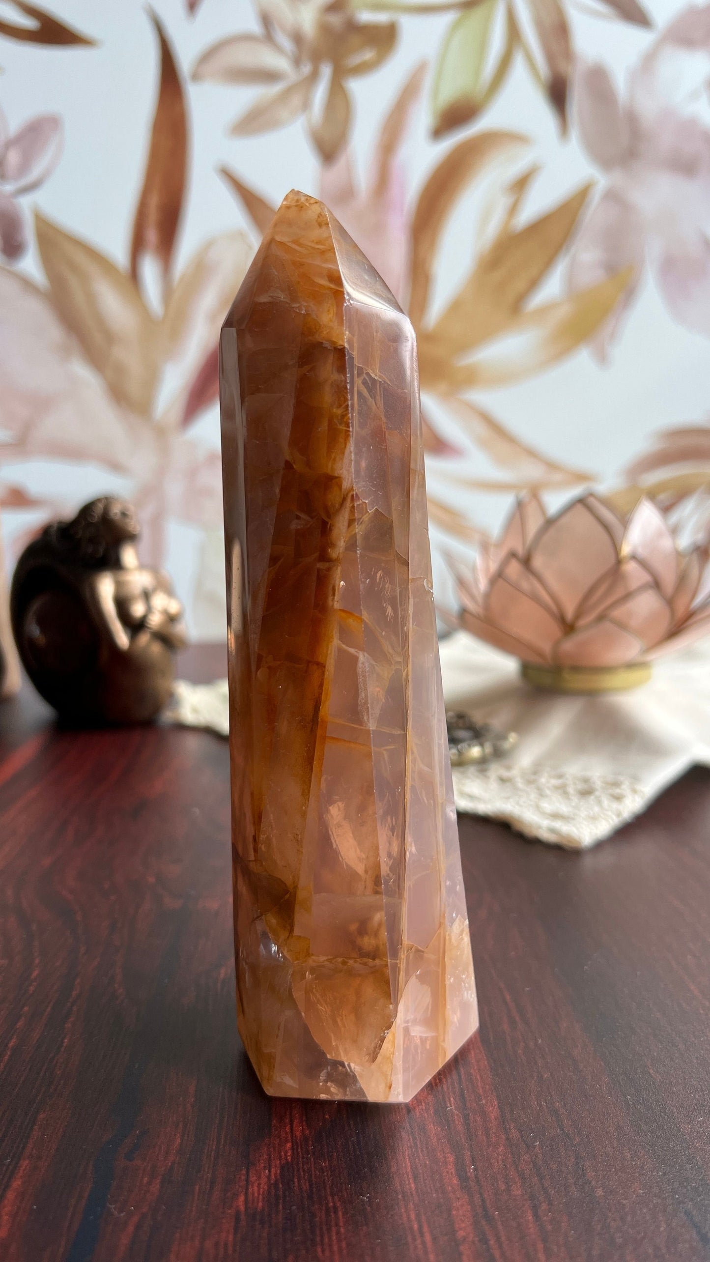Gorgeous Golden Healer Tower 6 1/2 inches tall weighs 1.2 pounds, with rainbows. (GH110)