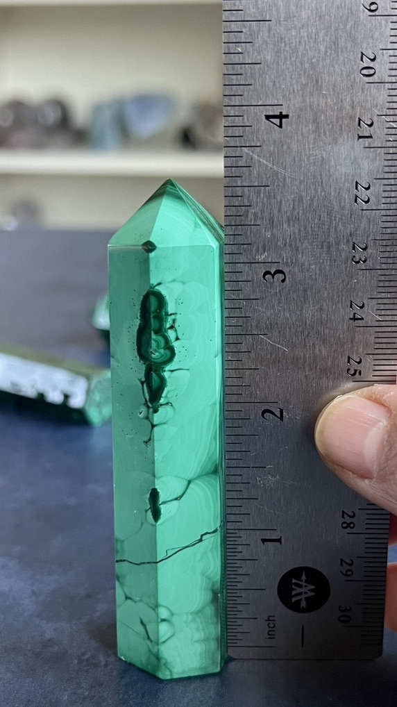 Genuine Malachite 3 5/8 Tower with beautiful colors and patterns throughout 4.1 ounces (M-60)