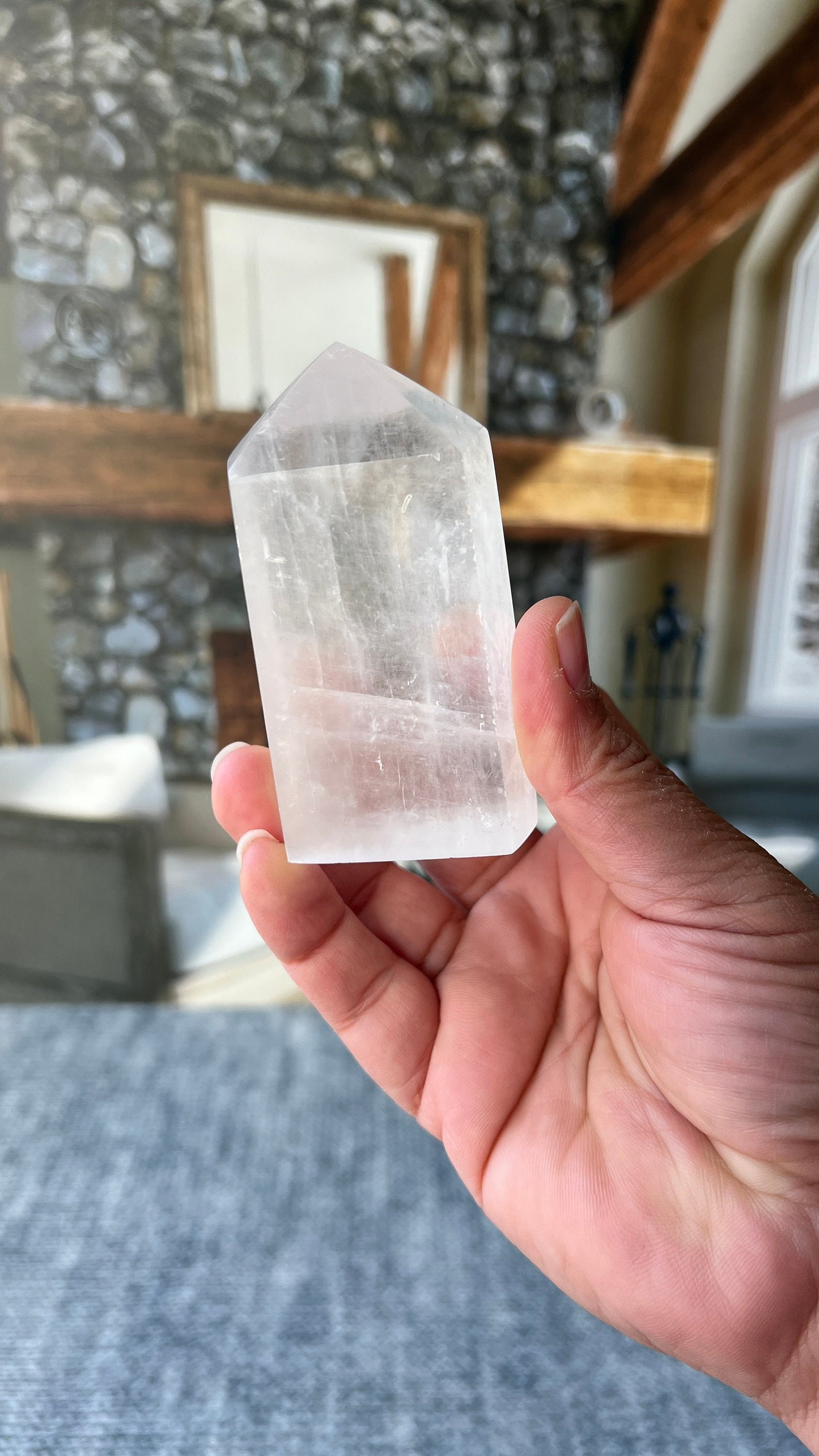 Beautiful Optical Calcite Tower with rainbow 3 3/8 inches weighs 8.6 ounces