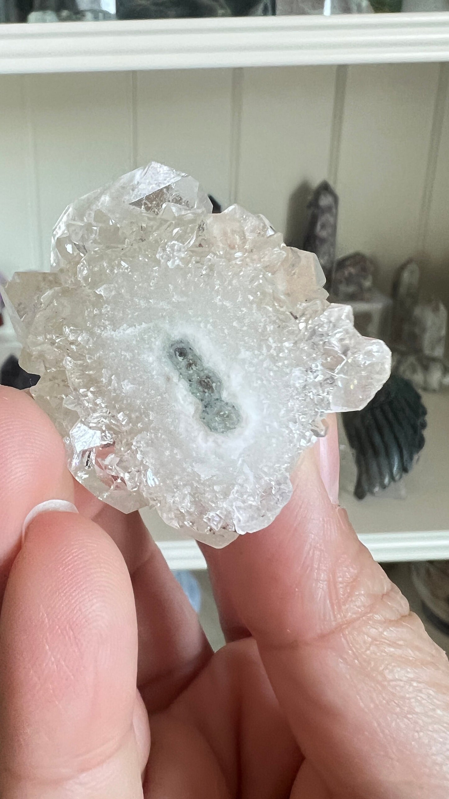Natural Apophyllite Crystal with peach stilbite- Unique Mineral Specimen for Home Decor or Collection 2.5 oz, 1.5 x 2 inches