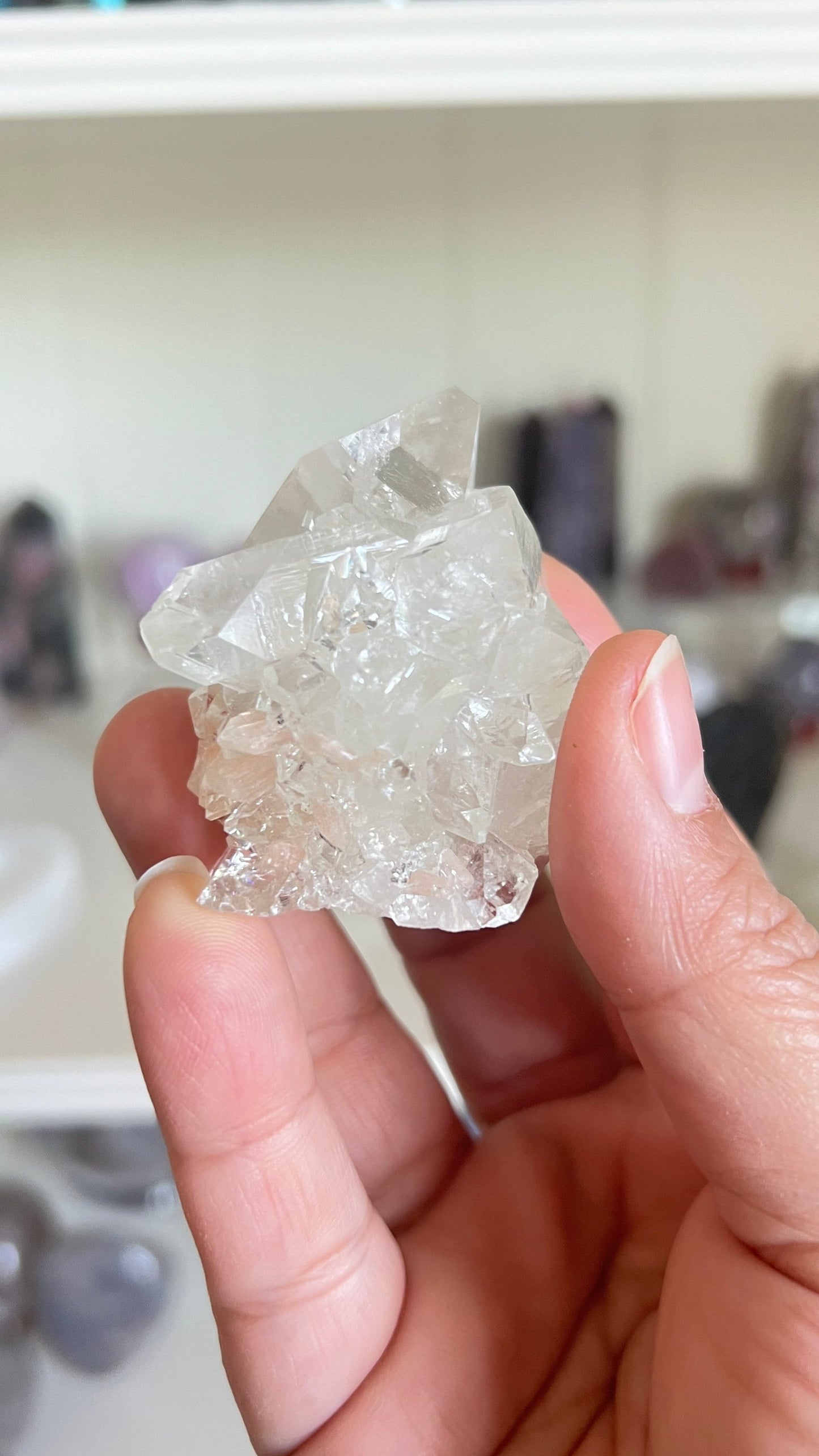 Natural Apophyllite Crystal with peach stilbite- Unique Mineral Specimen for Home Decor or Collection 2.5 oz, 1.5 x 2 inches