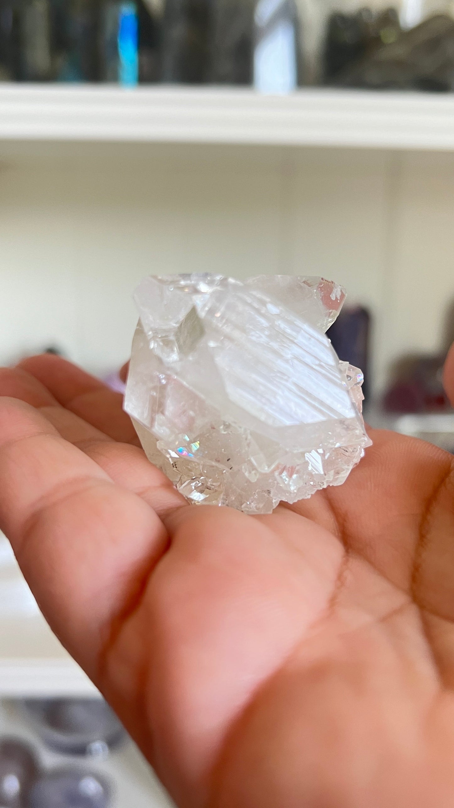 Natural Apophyllite Crystal with peach stilbite- Unique Mineral Specimen for Home Decor or Collection 2.5 oz, 1.5 x 2 inches