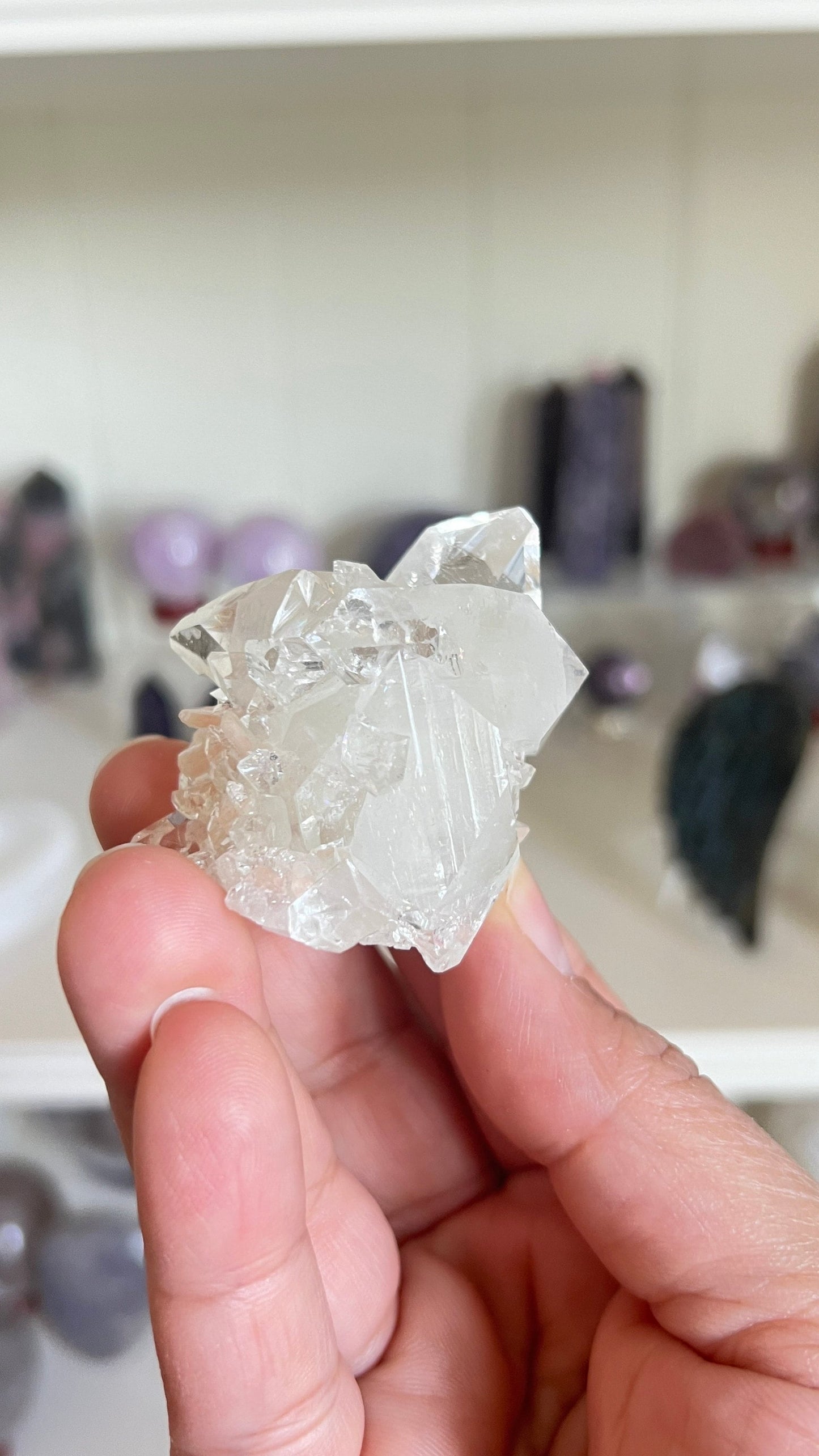 Natural Apophyllite Crystal with peach stilbite- Unique Mineral Specimen for Home Decor or Collection 2.5 oz, 1.5 x 2 inches