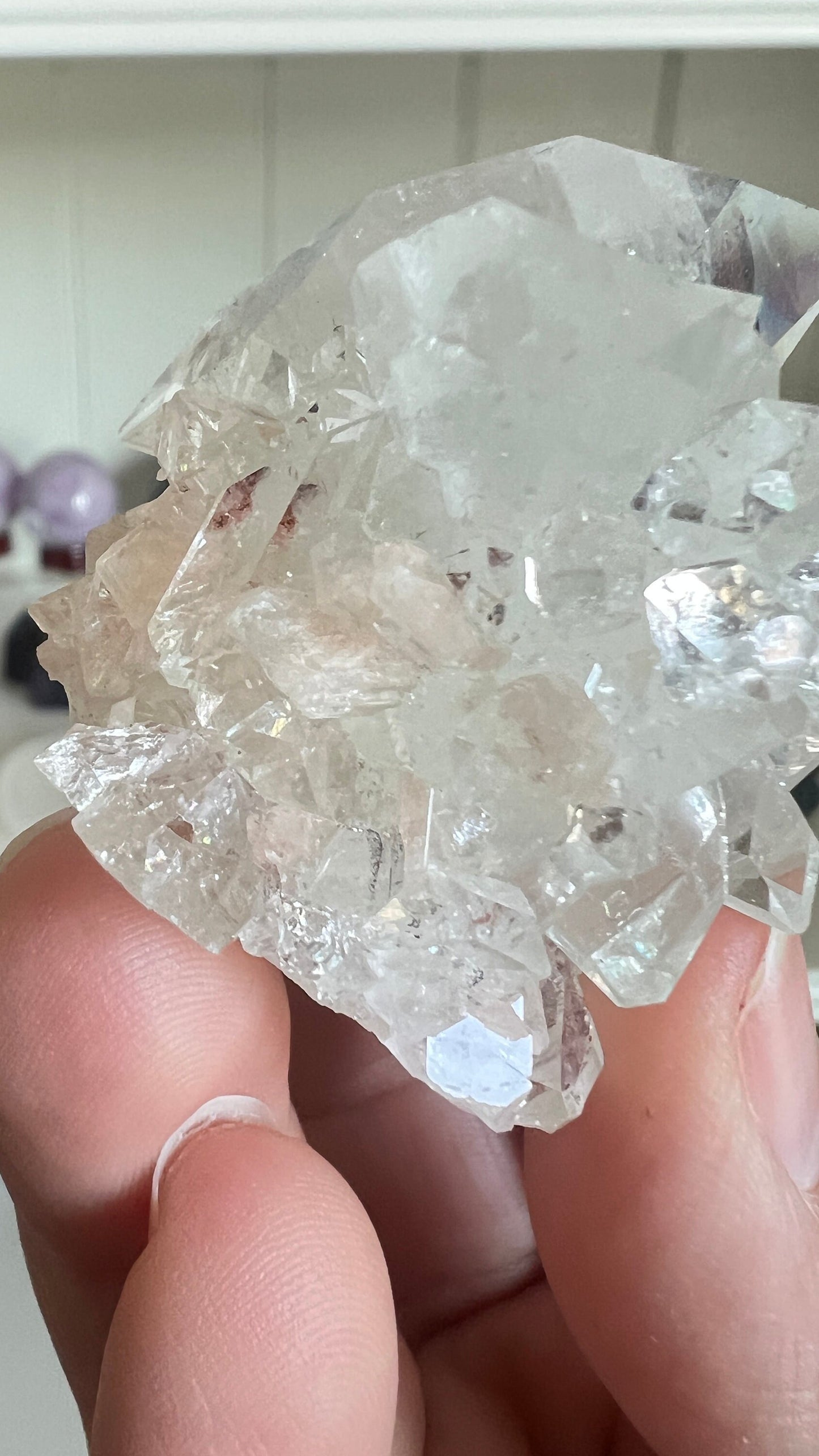 Natural Apophyllite Crystal with peach stilbite- Unique Mineral Specimen for Home Decor or Collection 2.5 oz, 1.5 x 2 inches