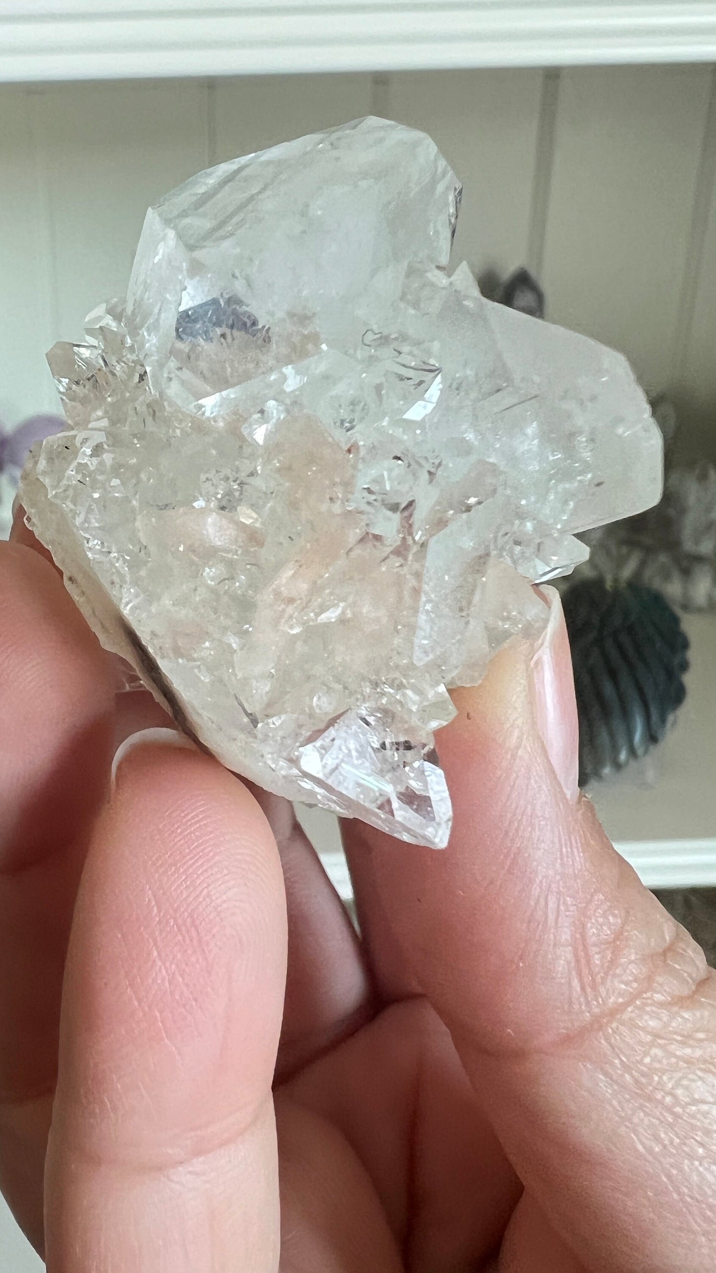 Natural Apophyllite Crystal with peach stilbite- Unique Mineral Specimen for Home Decor or Collection 2.5 oz, 1.5 x 2 inches