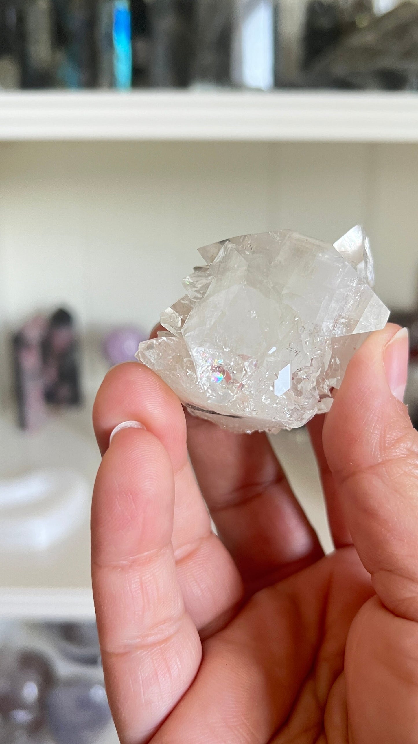 Natural Apophyllite Crystal with peach stilbite- Unique Mineral Specimen for Home Decor or Collection 2.5 oz, 1.5 x 2 inches