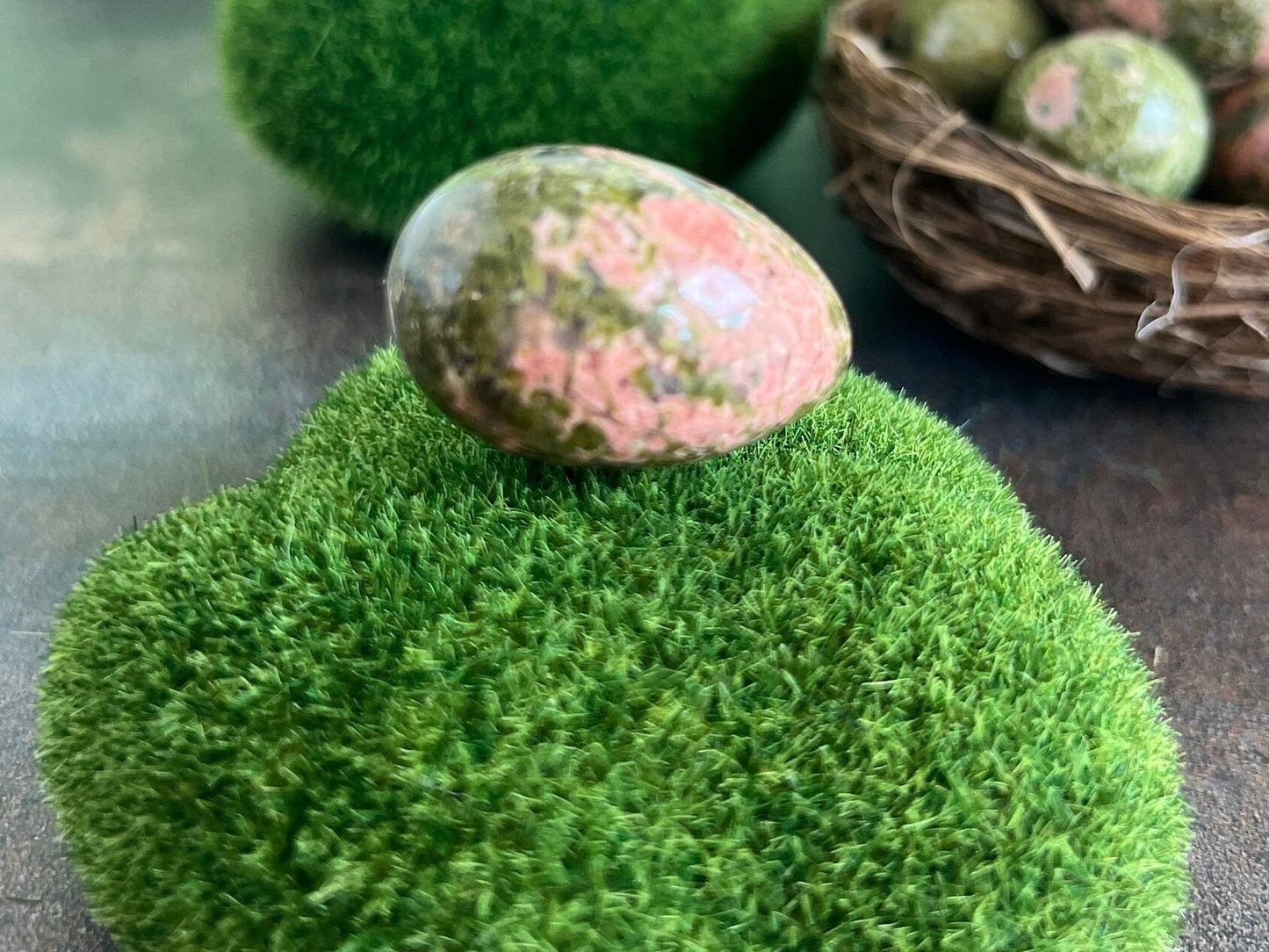 Mini Crystal Egg Carving in Unakite. Gorgeous natural decorative eggs, Random Pull from general stock