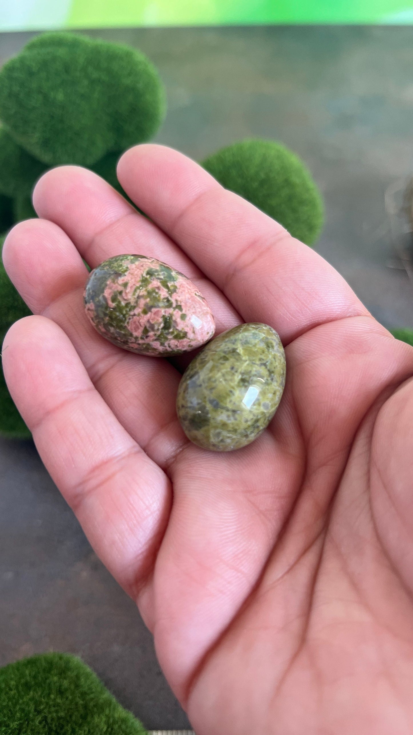 Mini Crystal Egg Carving in Unakite. Gorgeous natural decorative eggs, Random Pull from general stock