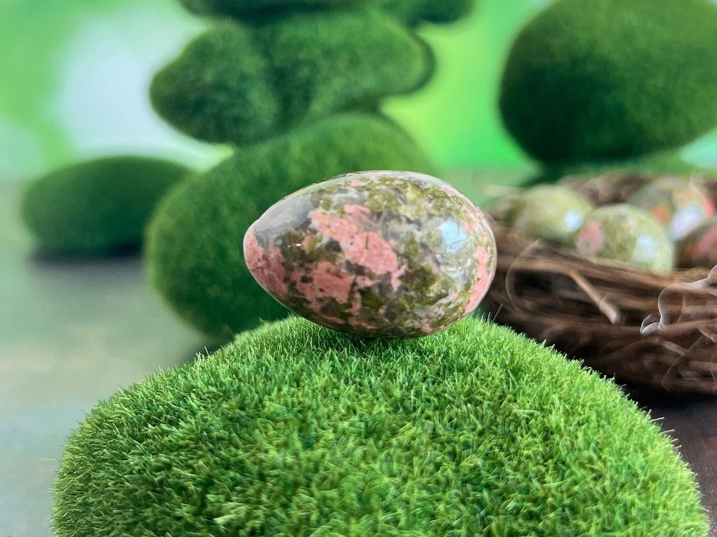 Mini Crystal Egg Carving in Unakite. Gorgeous natural decorative eggs, Random Pull from general stock
