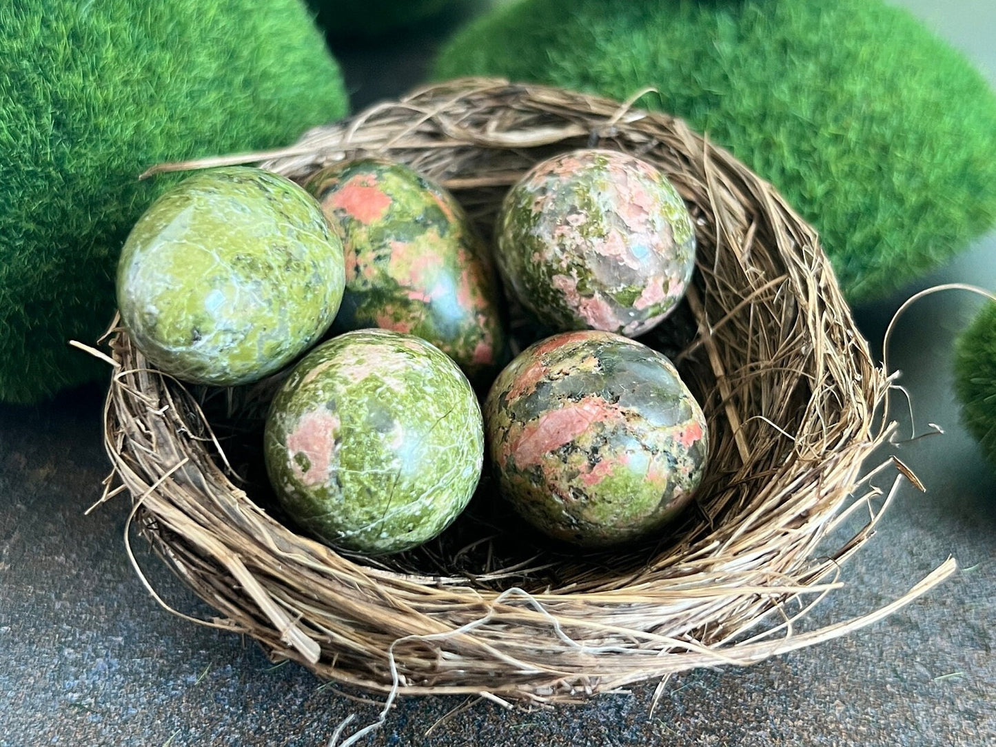 Mini Crystal Egg Carving in Unakite. Gorgeous natural decorative eggs, Random Pull from general stock