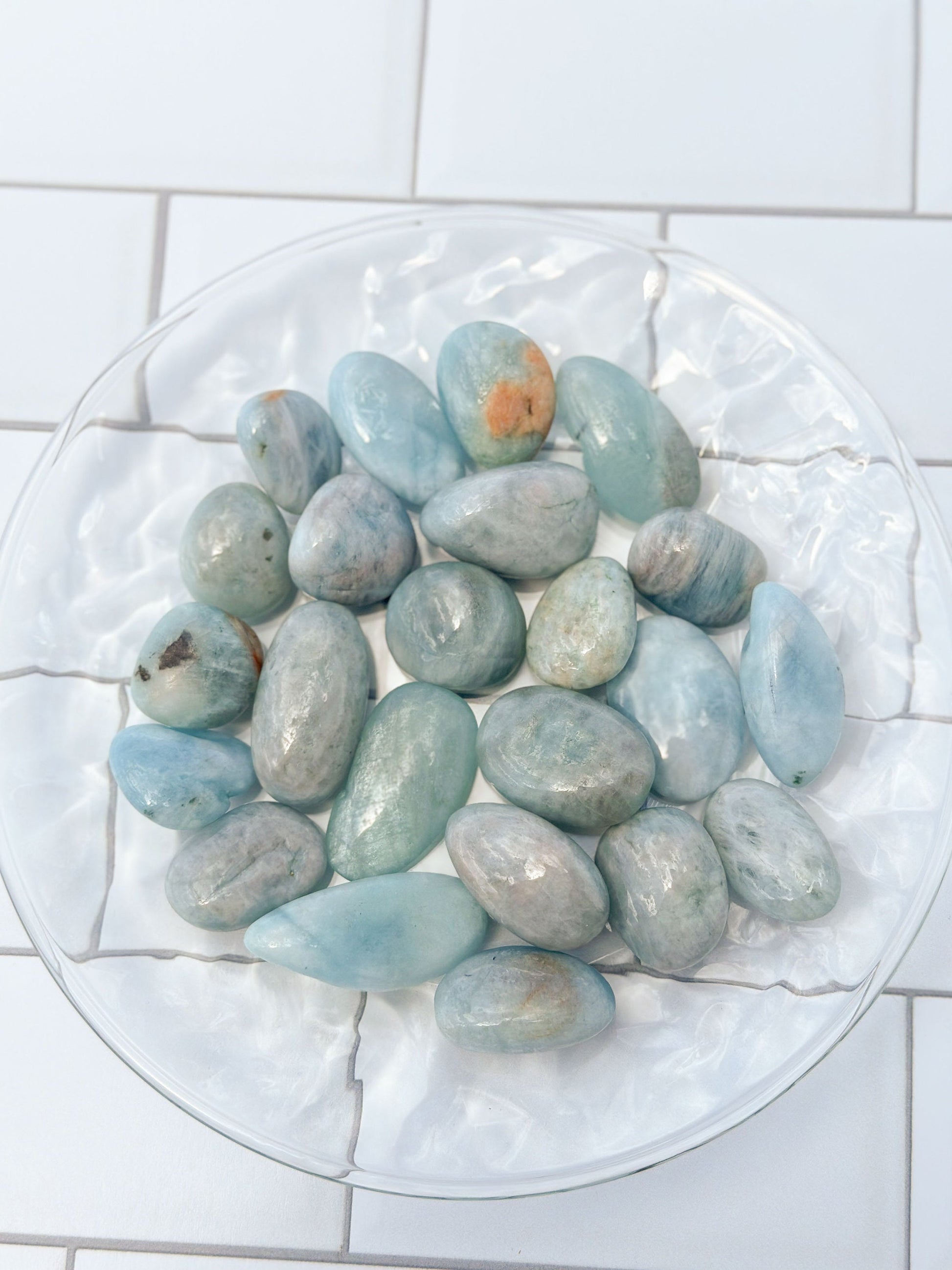 Tumbled Aquamarine Gemstones, Randomly Selected Polished Stones, Decorative Crystal Collection