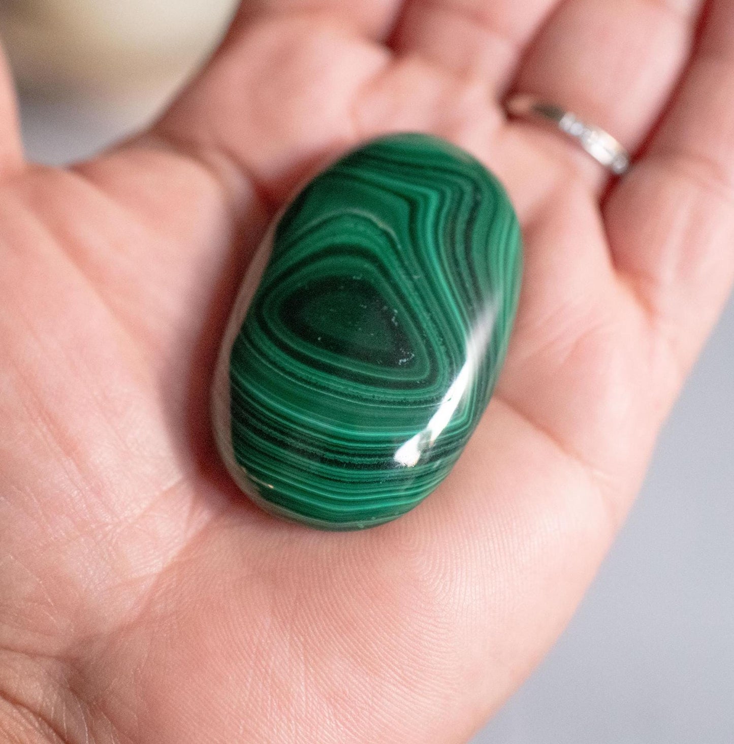 Authentic Malachite Palm Stone | Stunning Green Gemstone | Unique Crystal with Incredible Pattern (SKU-M39)