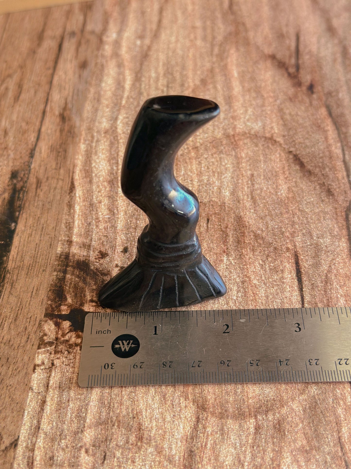 Silver Sheen Obsidian Witches Broom Carving | Handcrafted Gemstone Broomstick | Unique Witchy Decor