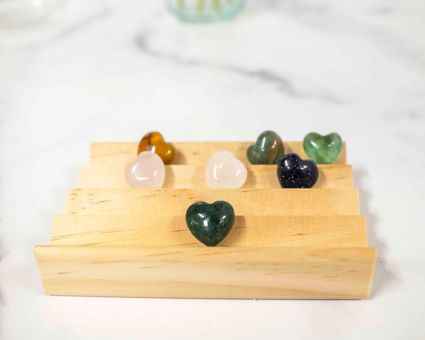 Mini Puffy Heart Crystal β 15mm Gemstone Hearts in Fluorite, Mookaite, Moss Agate, Rose Quartz, Quartz, Blue Goldstone