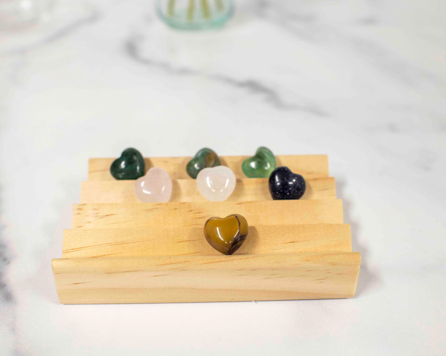 Mini Puffy Heart Crystal β 15mm Gemstone Hearts in Fluorite, Mookaite, Moss Agate, Rose Quartz, Quartz, Blue Goldstone
