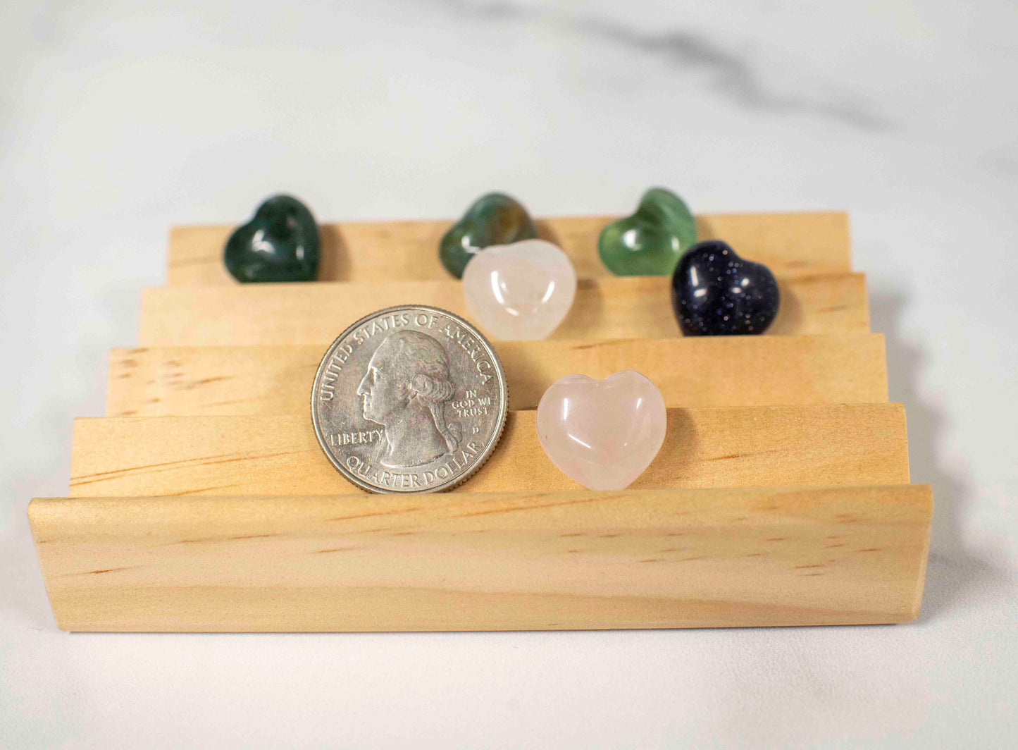 Mini Puffy Heart Crystal β 15mm Gemstone Hearts in Fluorite, Mookaite, Moss Agate, Rose Quartz, Quartz, Blue Goldstone