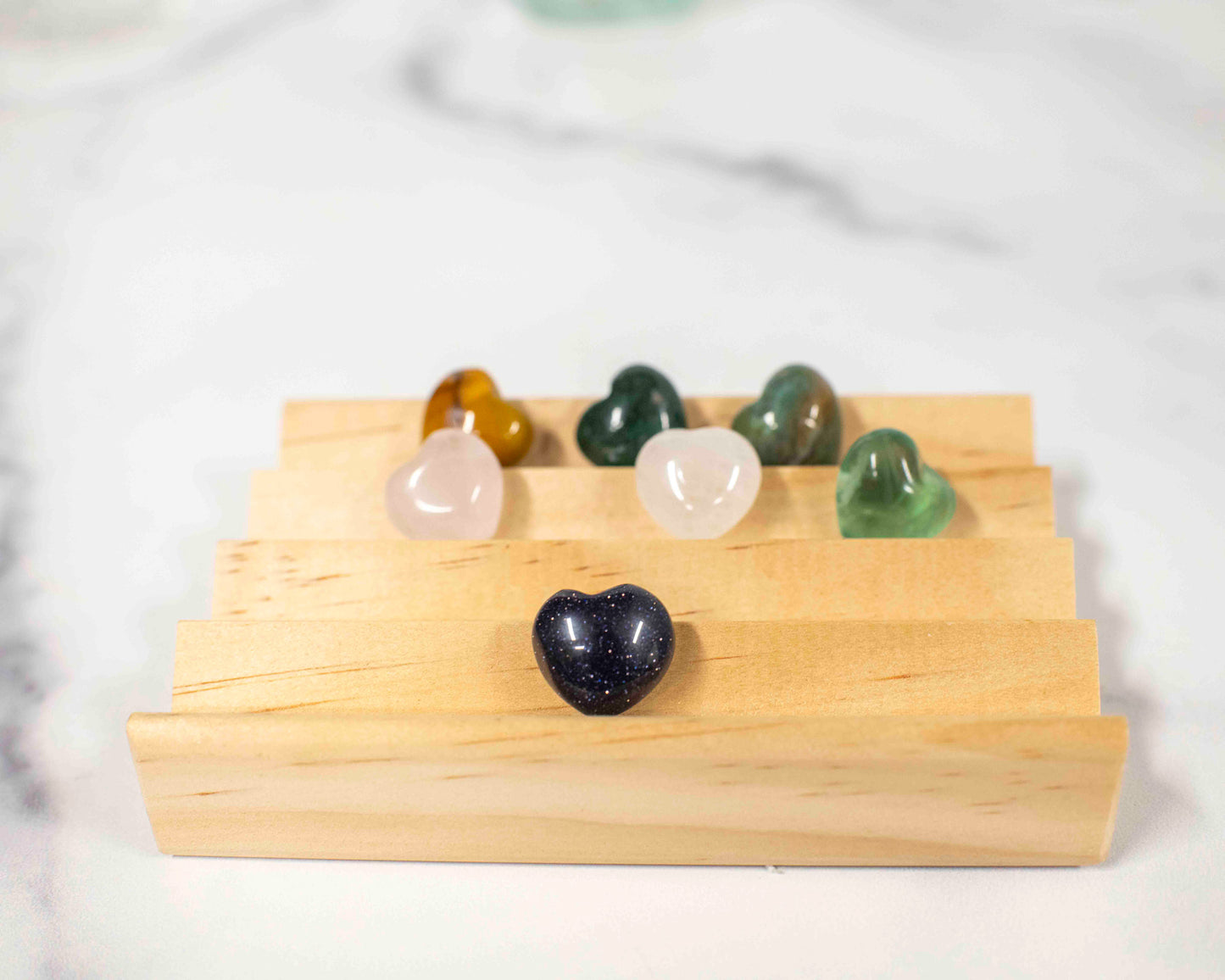 Mini Puffy Heart Crystal β 15mm Gemstone Hearts in Fluorite, Mookaite, Moss Agate, Rose Quartz, Quartz, Blue Goldstone