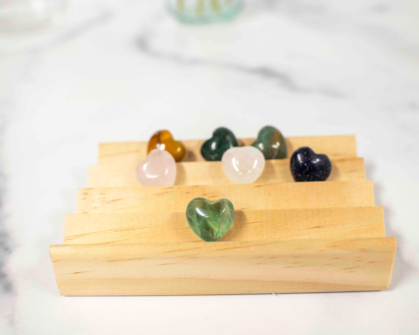 Mini Puffy Heart Crystal β 15mm Gemstone Hearts in Fluorite, Mookaite, Moss Agate, Rose Quartz, Quartz, Blue Goldstone