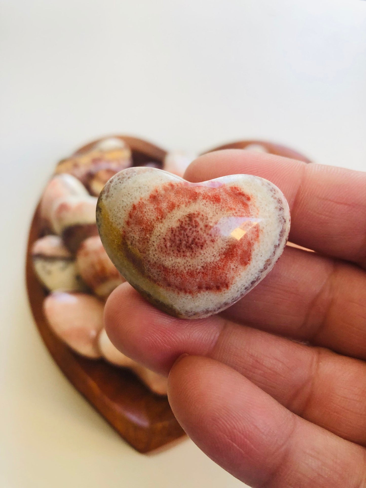 Dali Jasper || Tri-banded Rainbow Calcite Hearts || Pork Stone Hearts ||