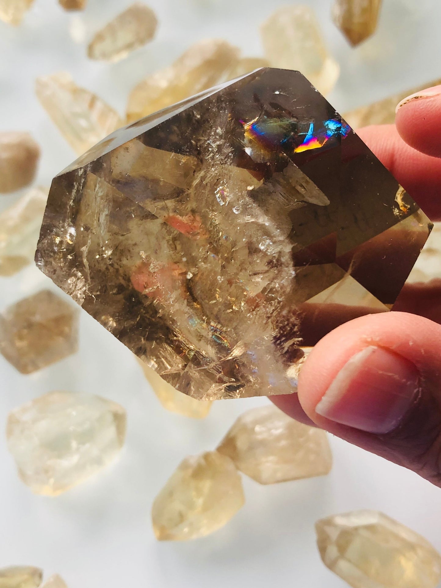 Smoky Citrine Free Form from Brazil || Rainbow inclusions || Alter Decor || Meditation tool || Esoteric || Witchy || Real Crystals