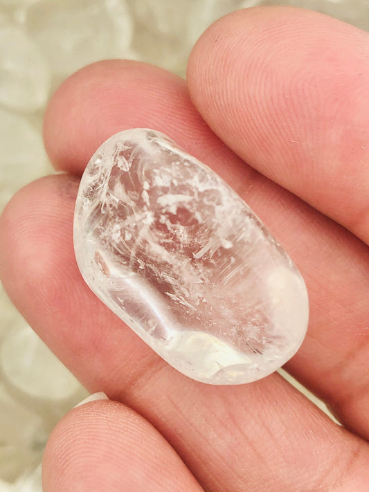 Clear Quartz Tumbled Stone | Polished Pocket-Sized Clarity| Meditation | Worry Stone |