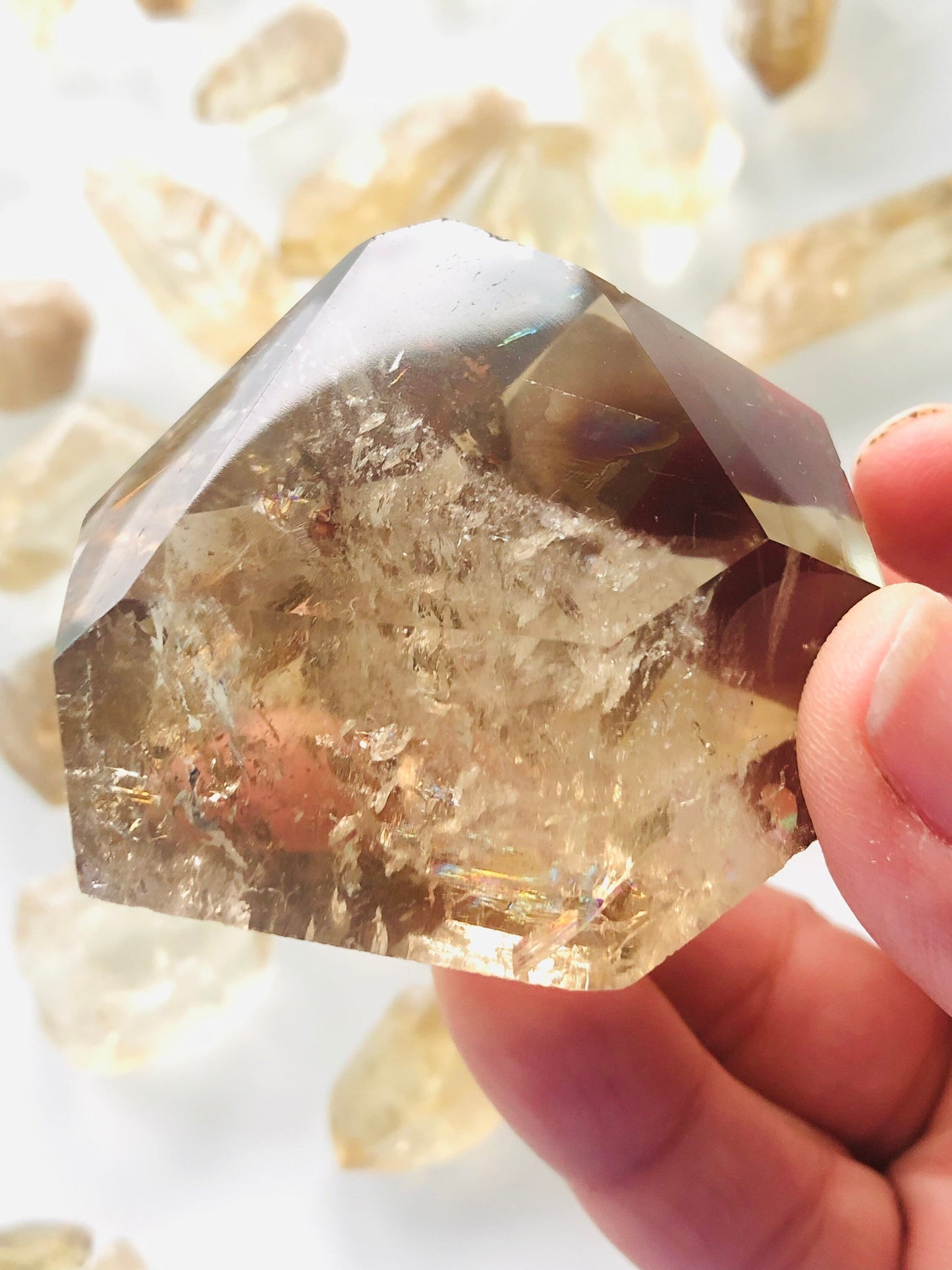 Smoky Citrine Free Form from Brazil || Rainbow inclusions || Alter Decor || Meditation tool || Esoteric || Witchy || Real Crystals