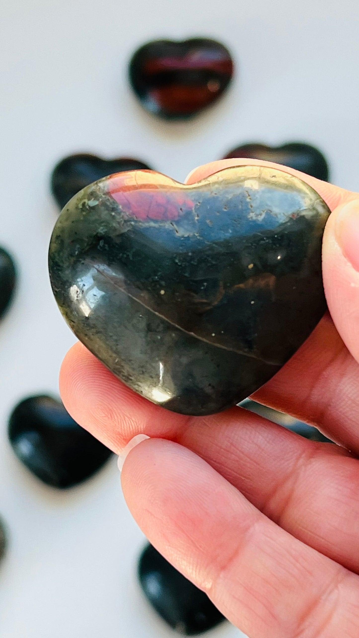 1 (one) Bloodstone Jasper heart approx 45 mm 1.5 oz Randomly Selected from our general supply