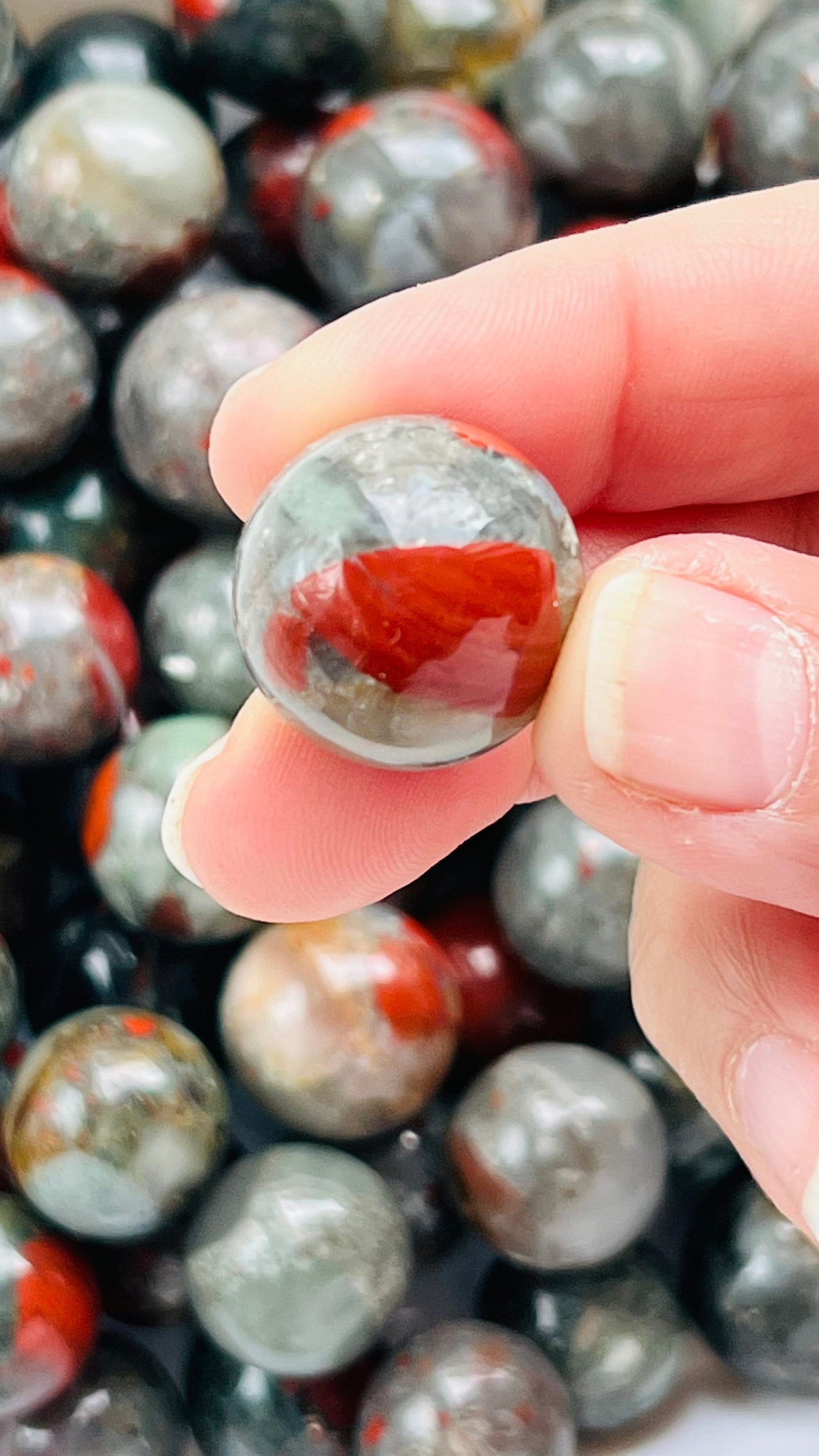 African Bloodstone Mini Sphere (Heliotrope) 18-22mm, 8 - 12 grams each, marble sized orb