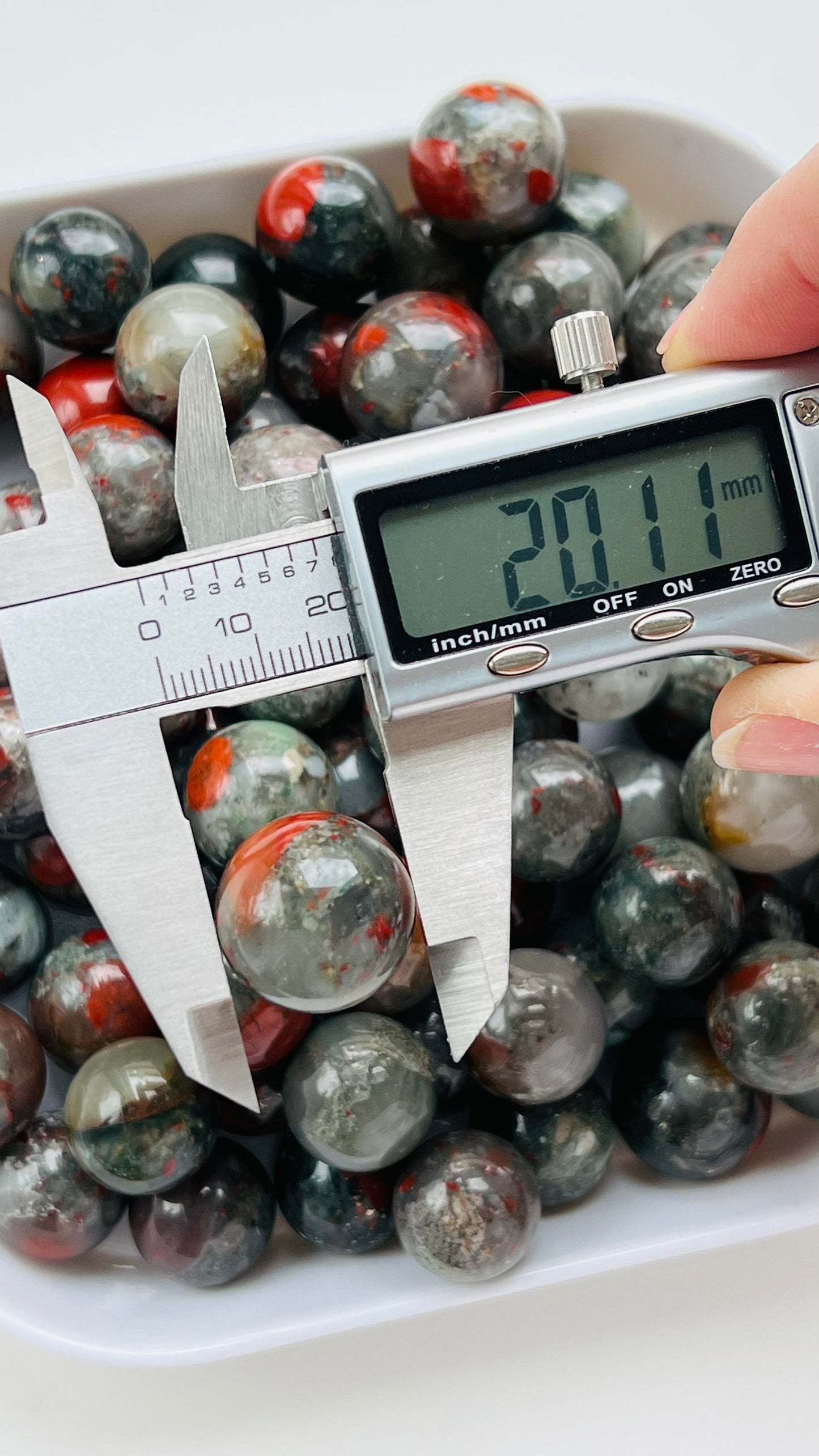 African Bloodstone Mini Sphere (Heliotrope) 18-22mm, 8 - 12 grams each, marble sized orb