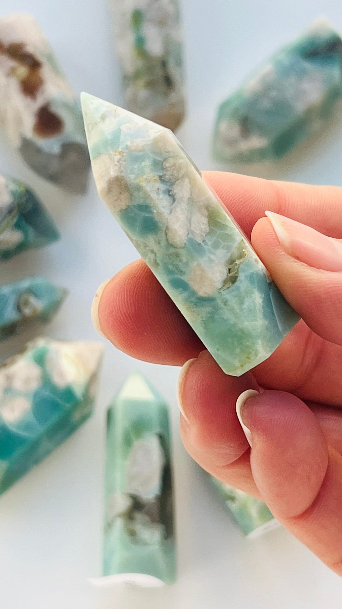 Green Flower Agate Tower approx 2" inches 26.6 grams|| Feminine energy || Inspiration crystal || Heart and root chakra ||