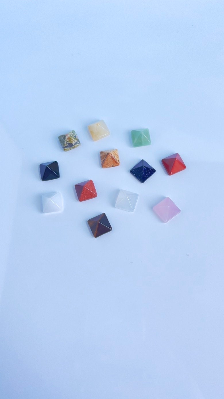 ORIGINAL MINI MIX, 3 oz of random Crystal Minis, Mushrooms, Hearts, Spheres, Moons, Stars, animals, Towers, and Pyramid carvings.