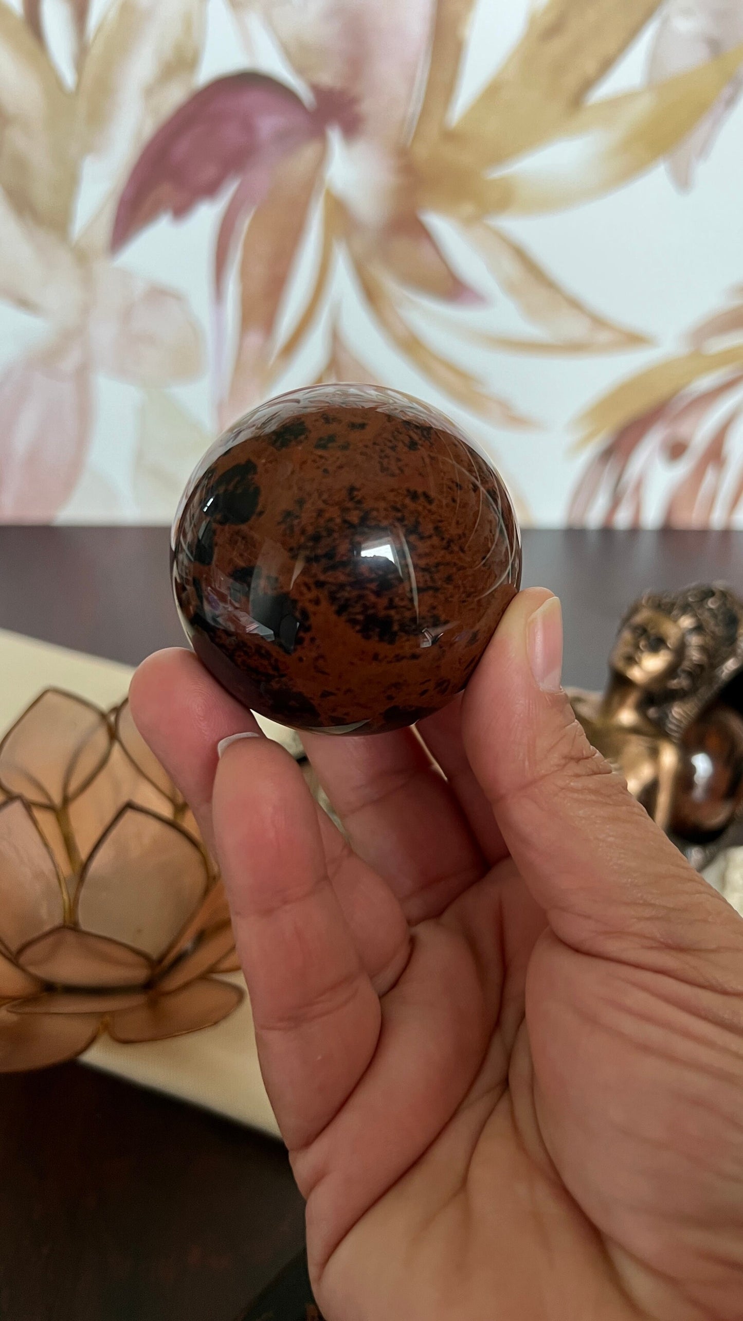 Stunning High Quality Mahogany Obsidian 2 inch Sphere, weighs 8.0 AKA Red Obsidian & Mountain Mahogany