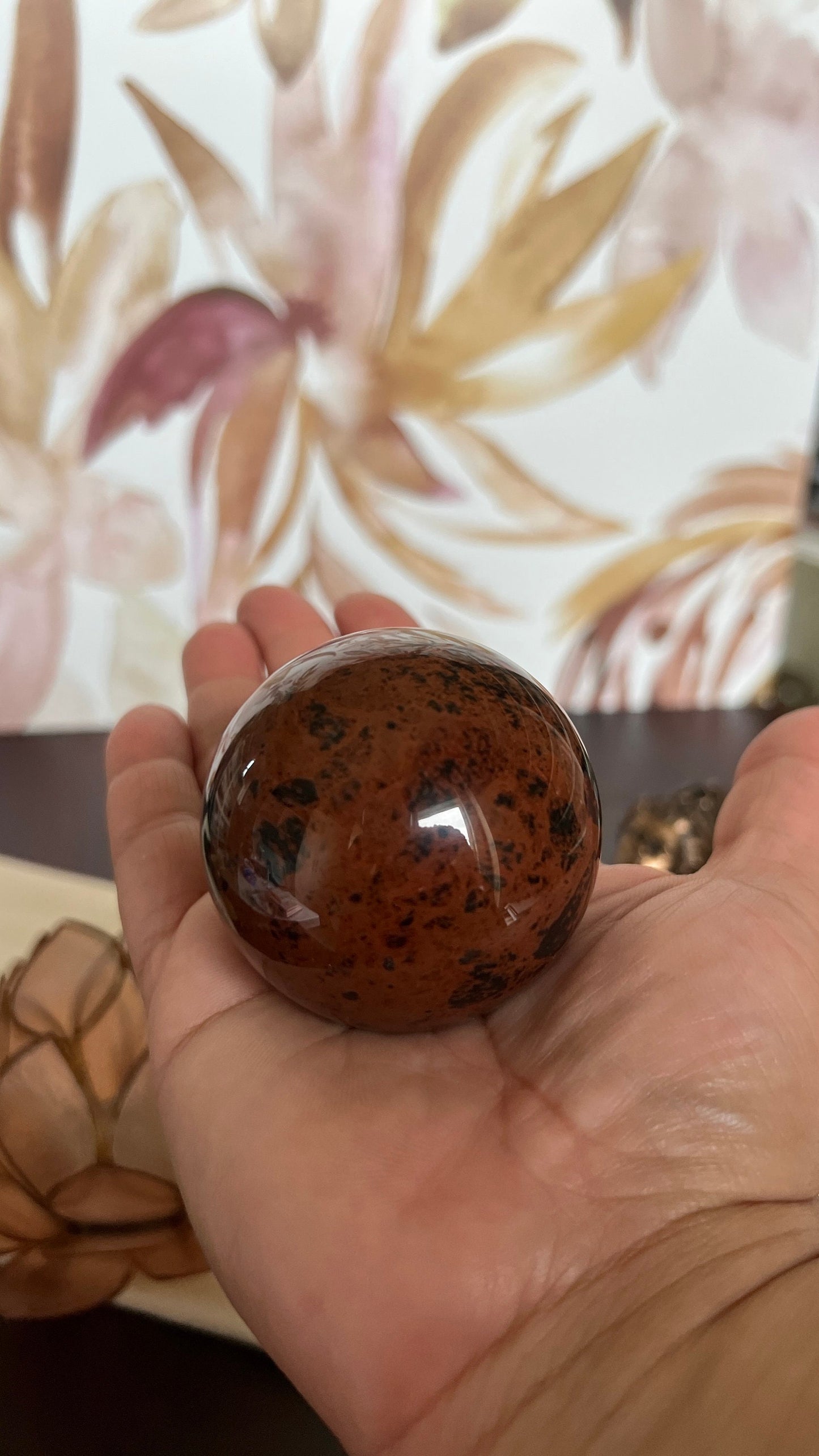 Stunning High Quality Mahogany Obsidian 2 inch Sphere, weighs 8.0 AKA Red Obsidian & Mountain Mahogany