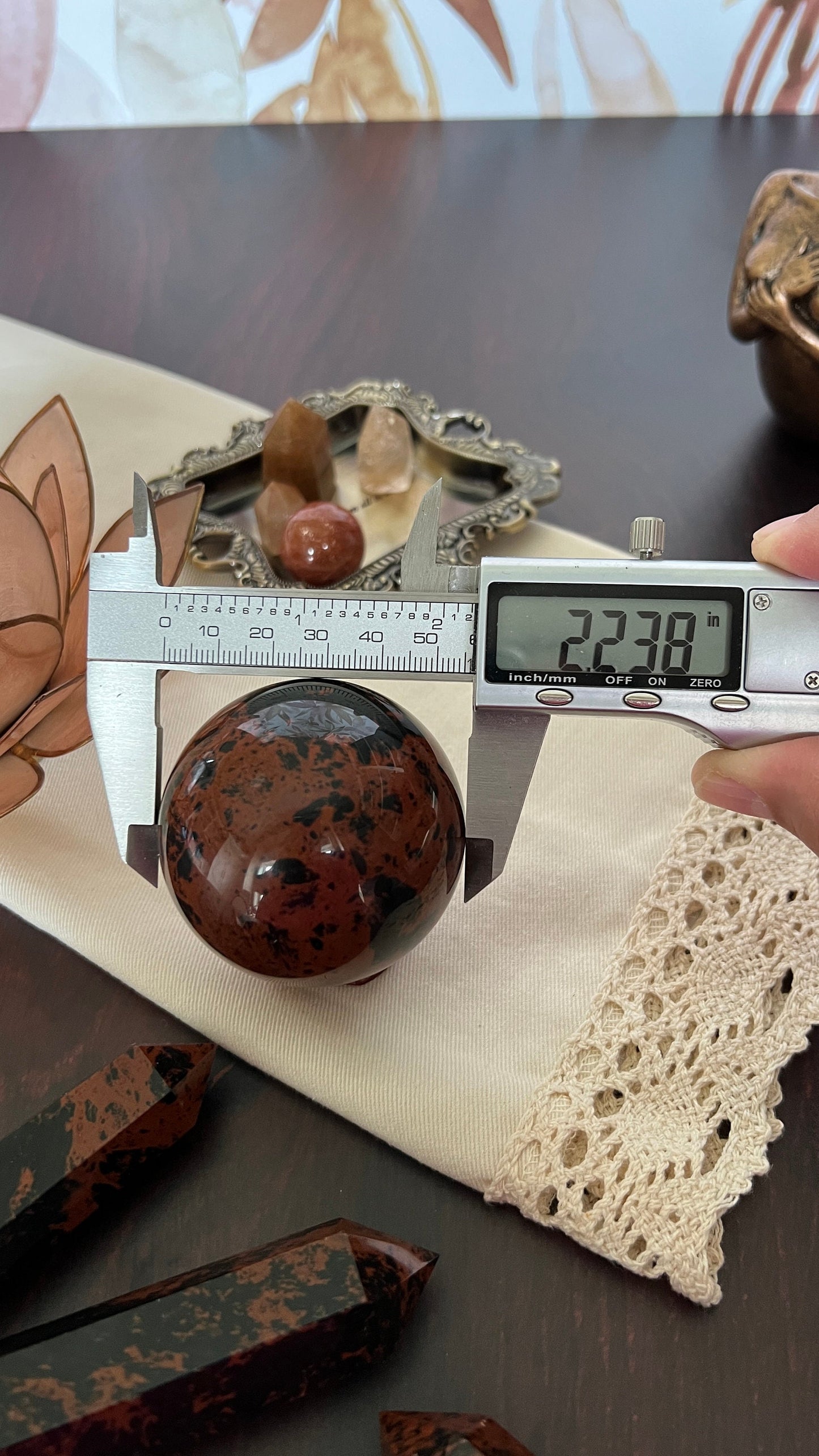 Stunning High Quality Mahogany Obsidian 2 inch Sphere, weighs 8.0 AKA Red Obsidian & Mountain Mahogany